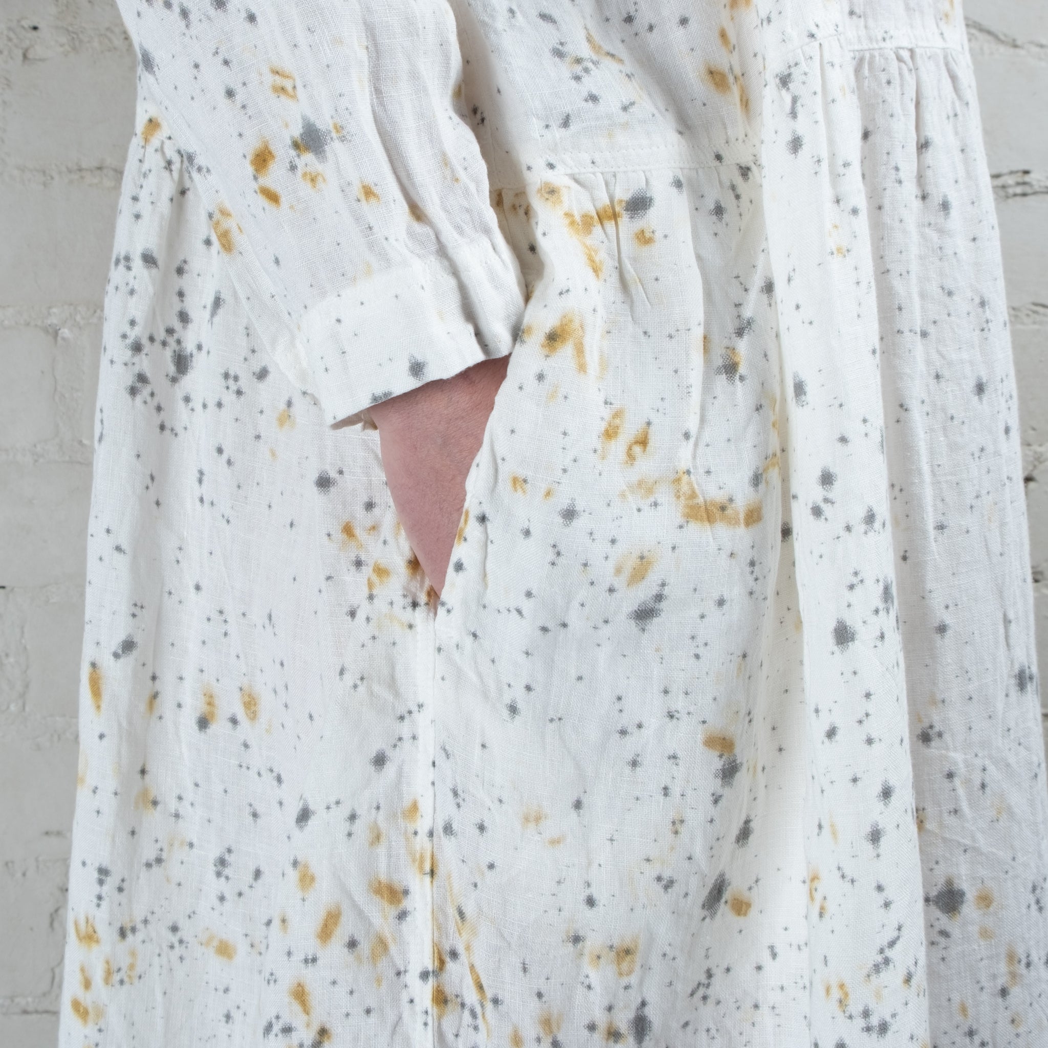 Ichi Antiquités Natural Sumi Pigment Dyed Linen Dress