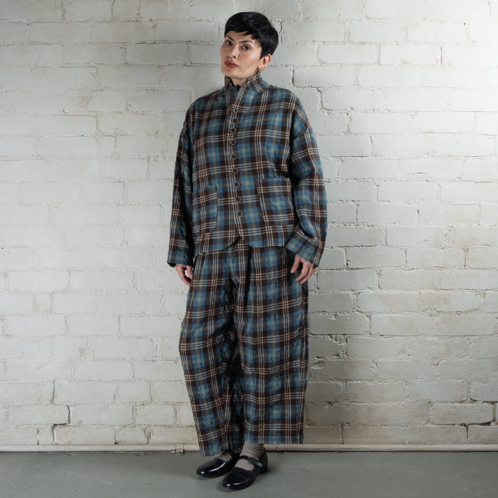 Ichi Antiquités Tartan Wool & Cotton Pants