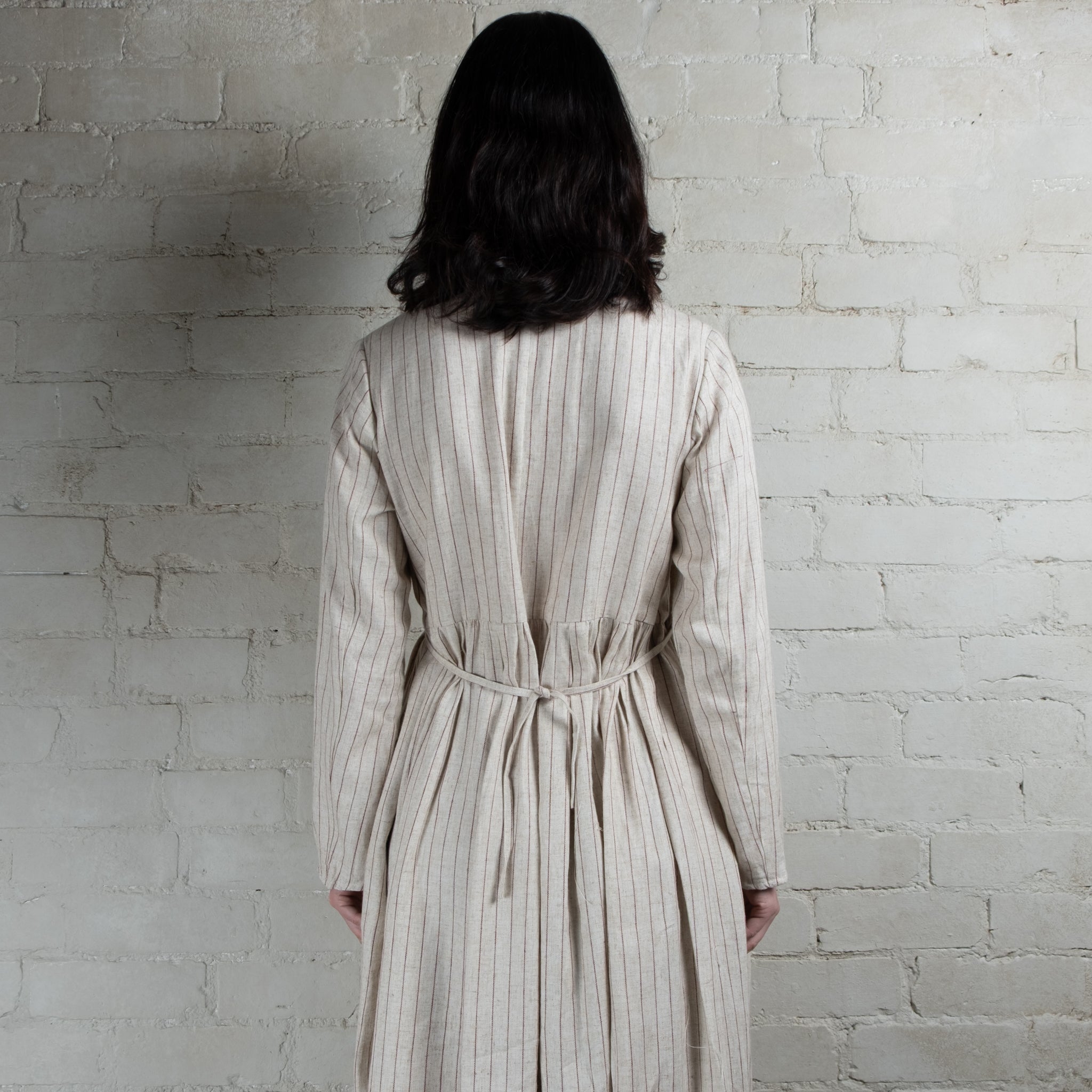 Aleksandr Manamis Red Stripe Linen Cotton Dress