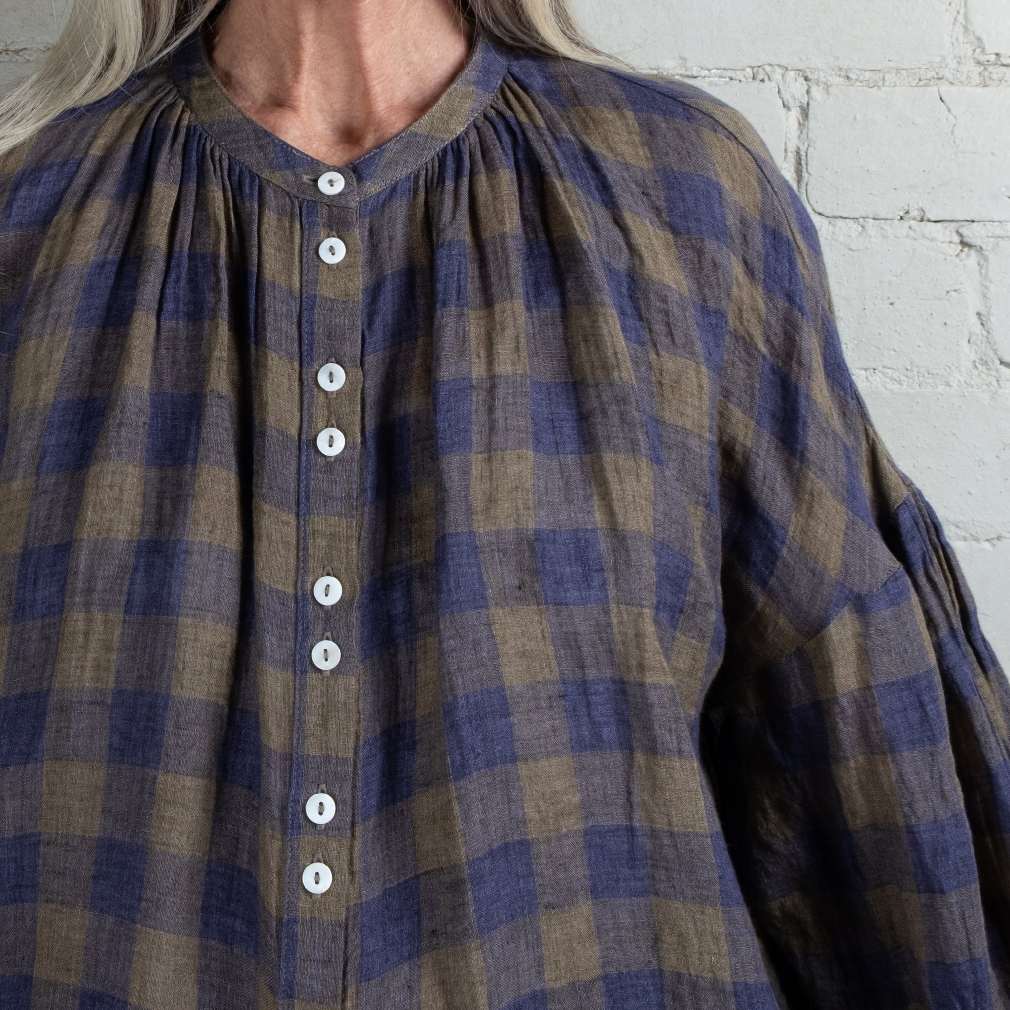 Violetta Mathilde Check Linen Gauze Blouse