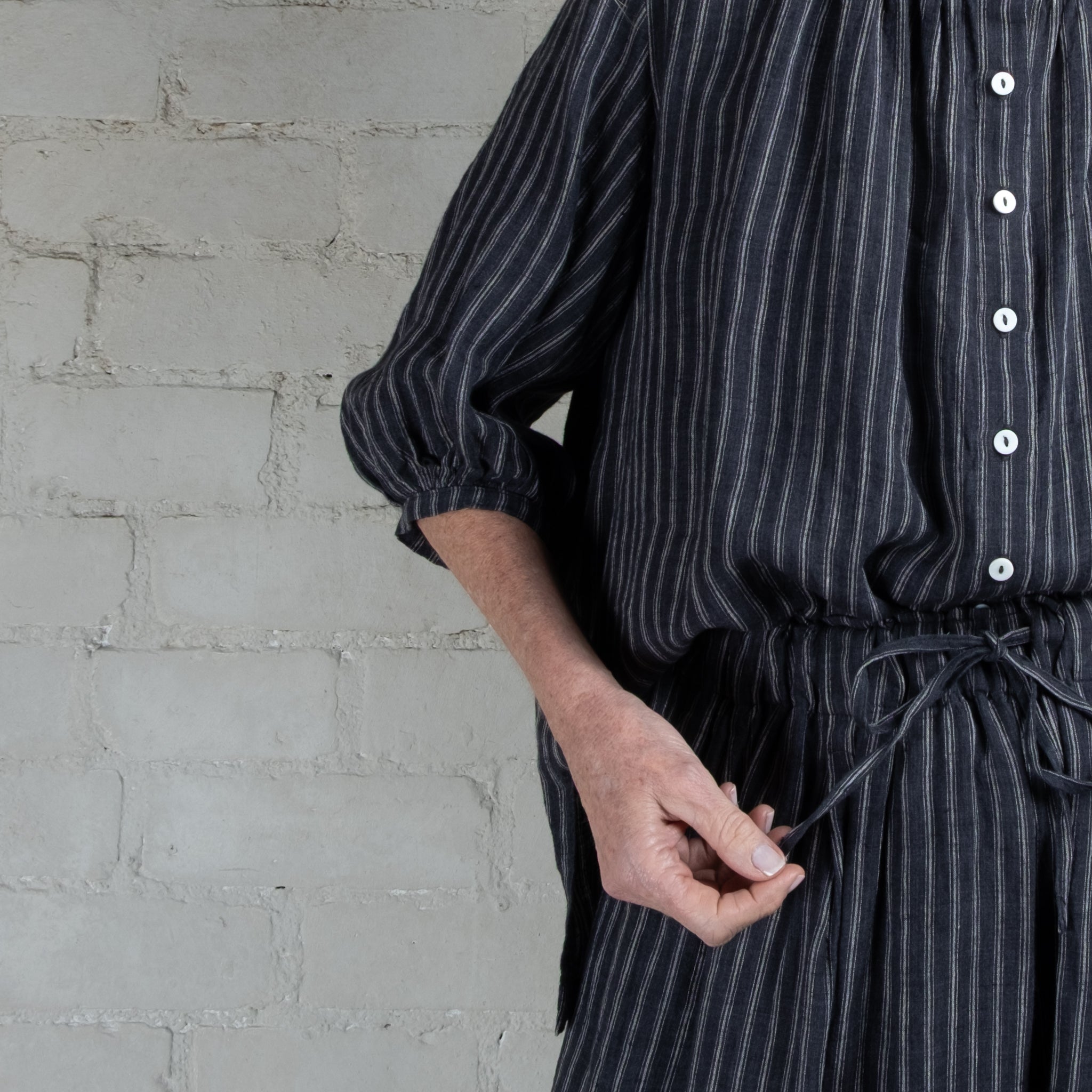 Violetta Siena Wide Leg Ticking Stripe Linen Pant