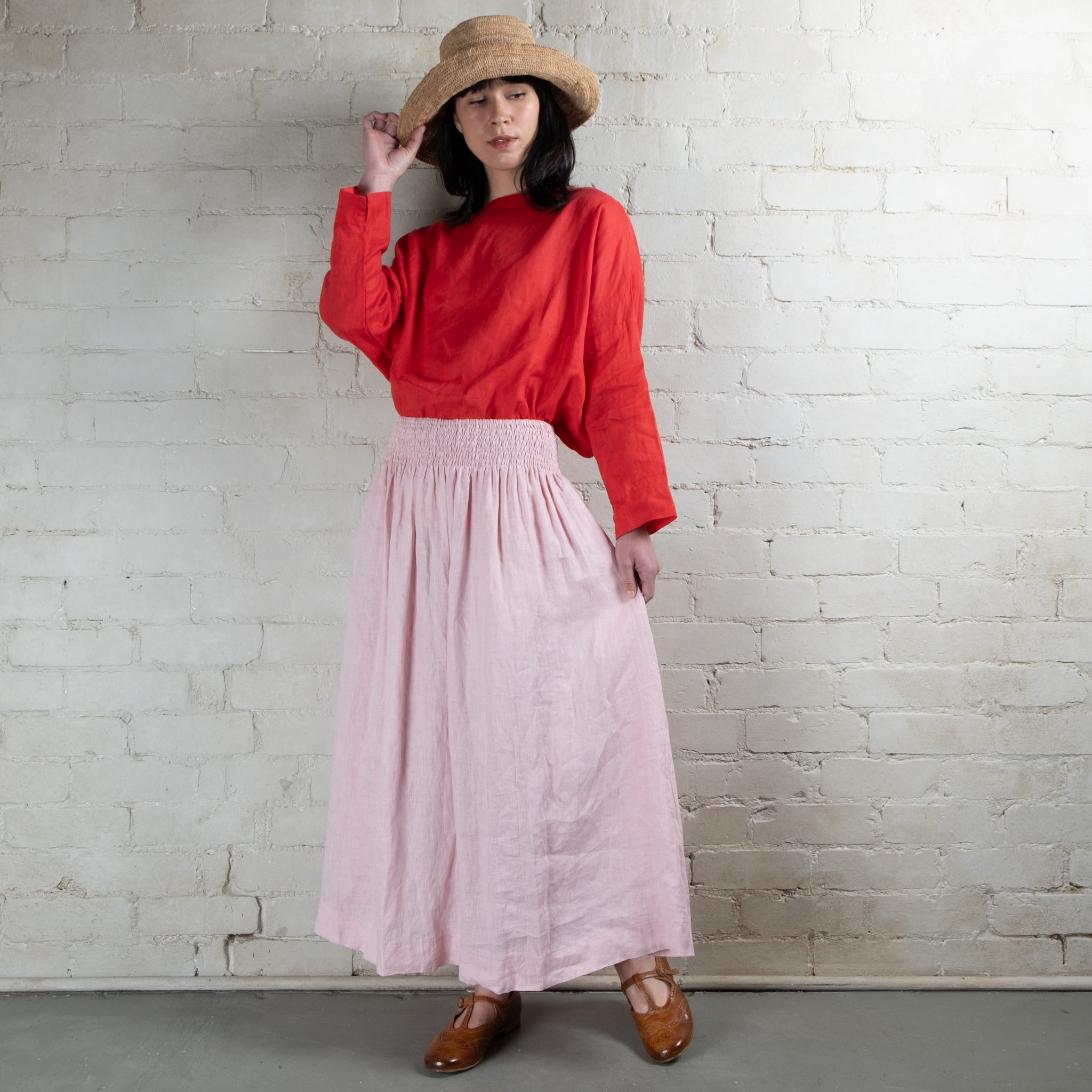 Lulu Plain Linen Pull On Skirt