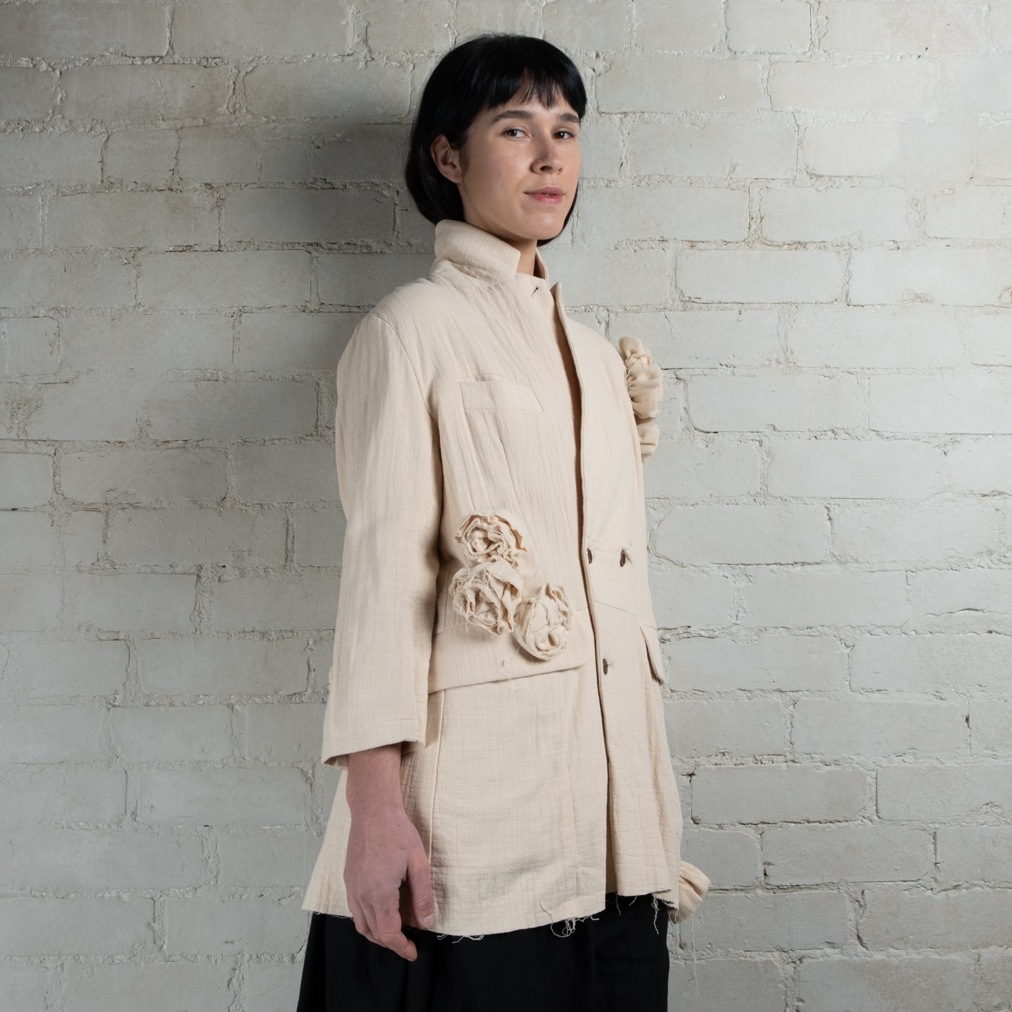 Aleksandr Manamis Rosette Cotton Linen Jacket