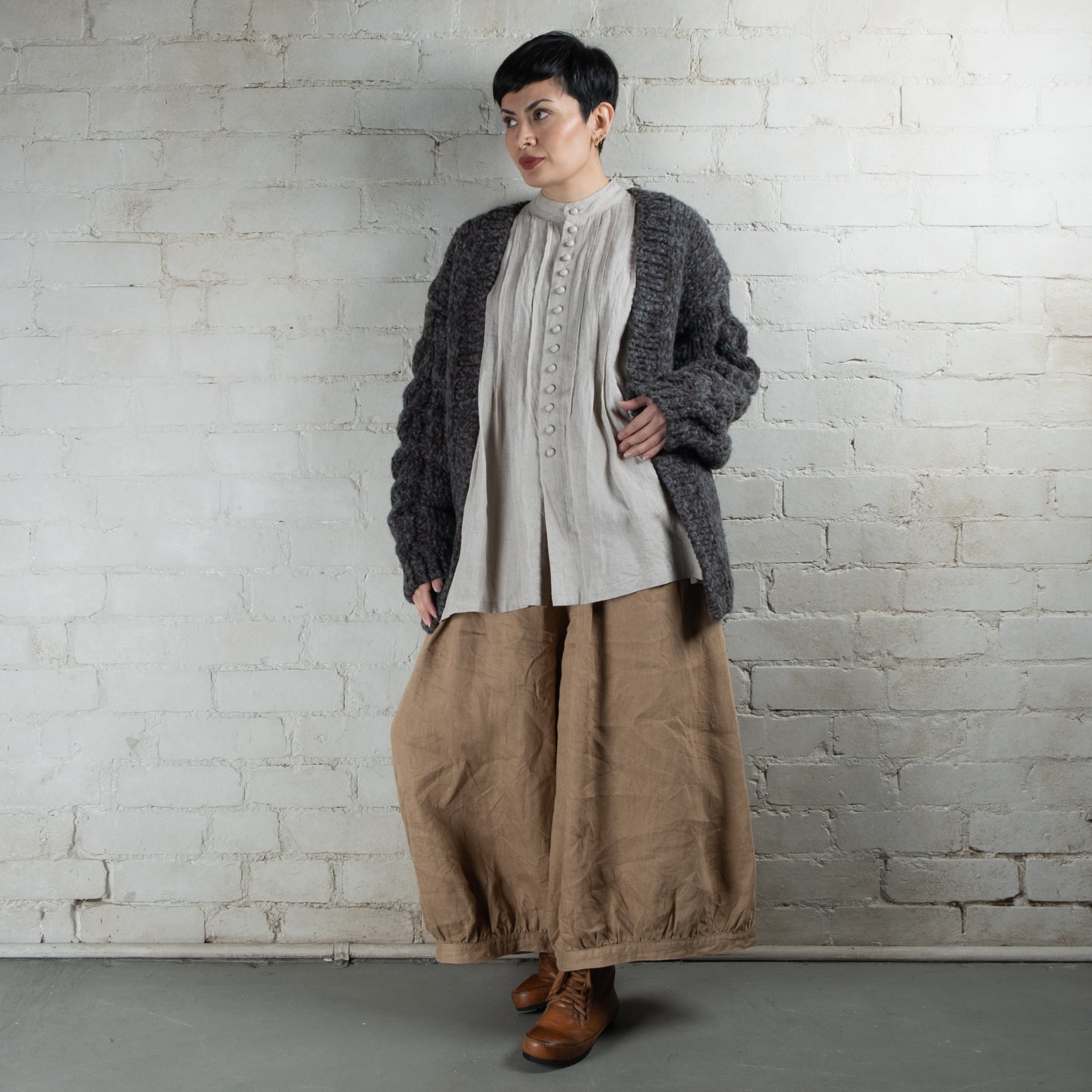 Ichi Antiquités Peruvian Hand Knitted Long Wool & Alpaca Cardigan