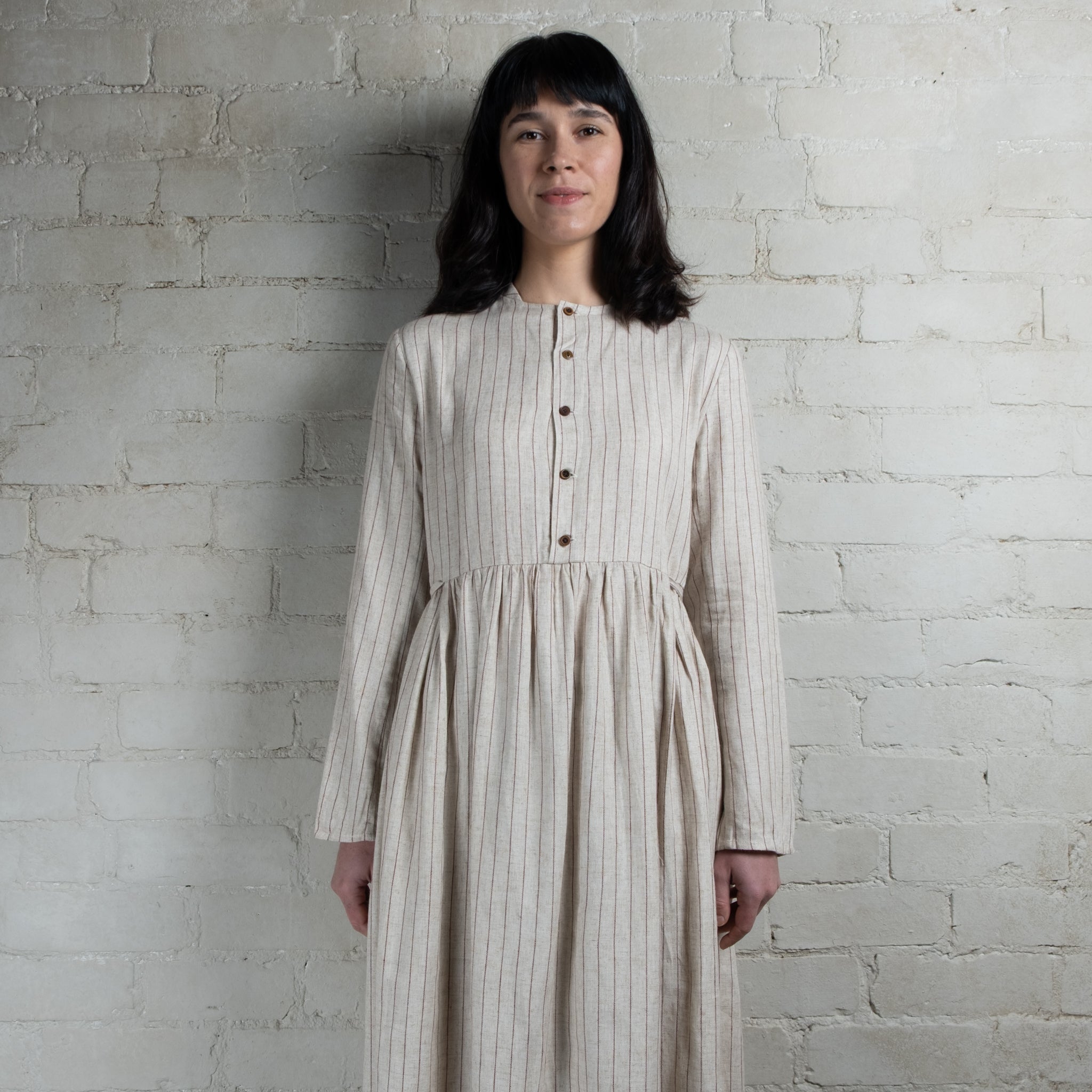 Aleksandr Manamis Red Stripe Linen Cotton Dress