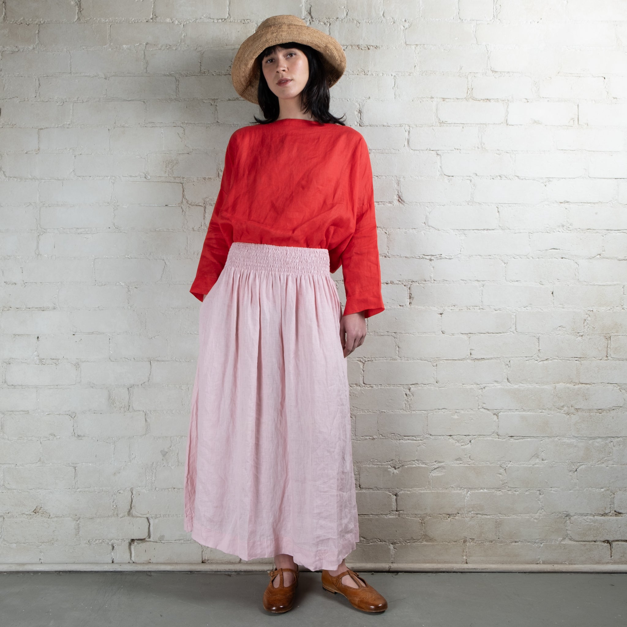 Lulu Plain Linen Pull On Skirt