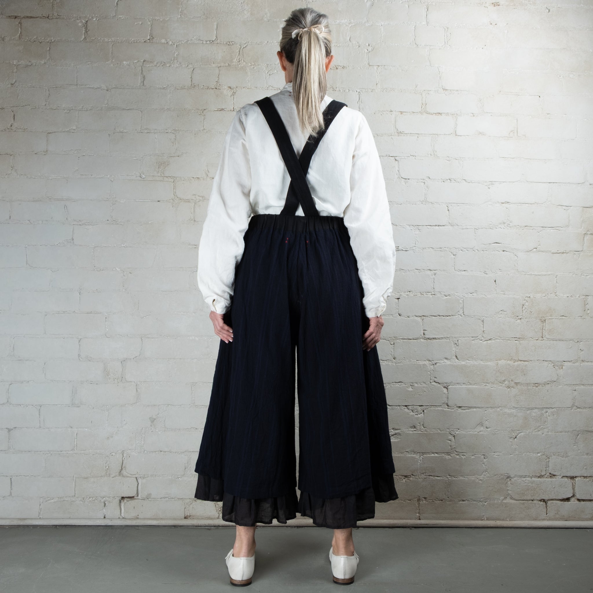 Hallelujah #12 Victorian Stripe Linen Pantalon with detachable braces