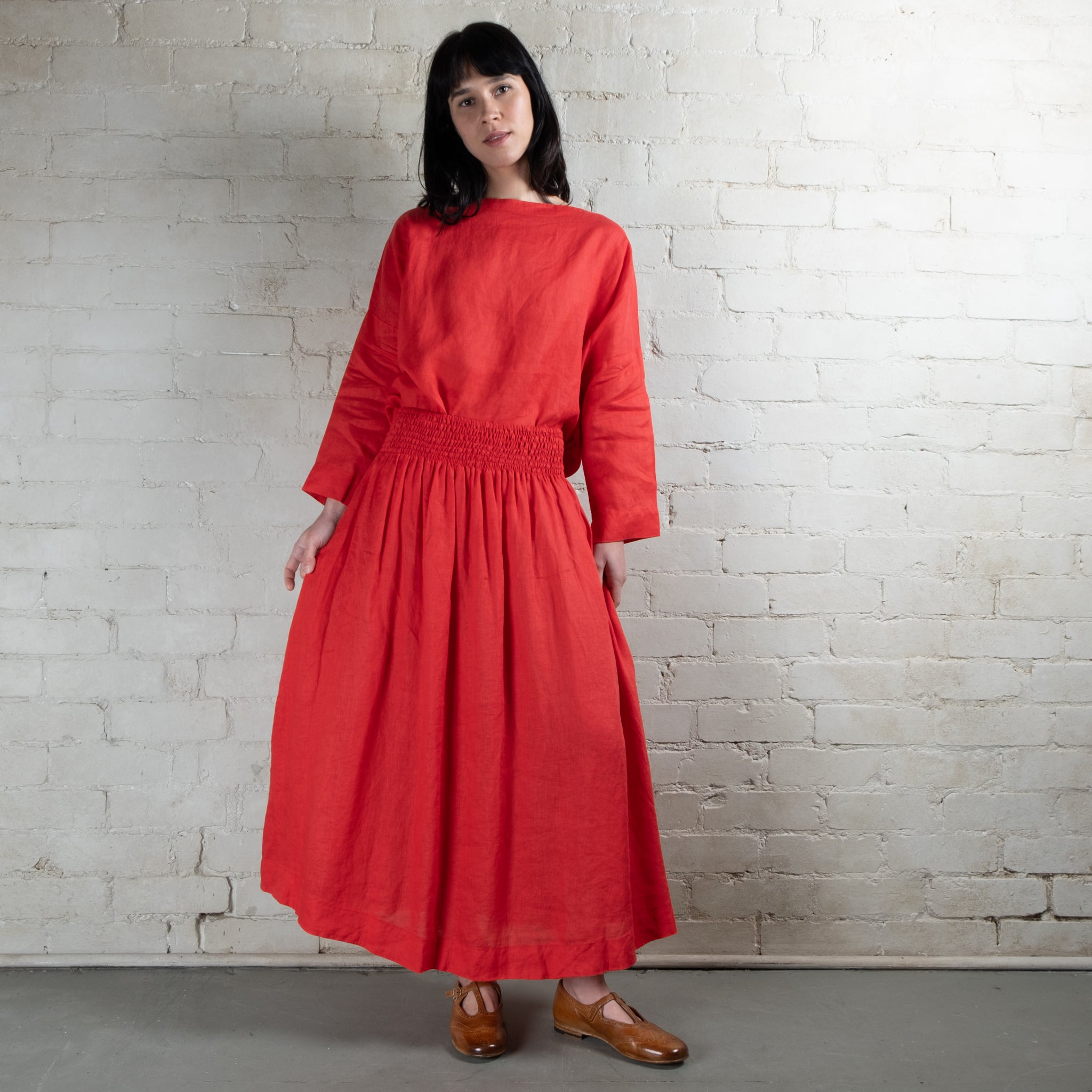 Lulu Plain Linen Pull On Skirt