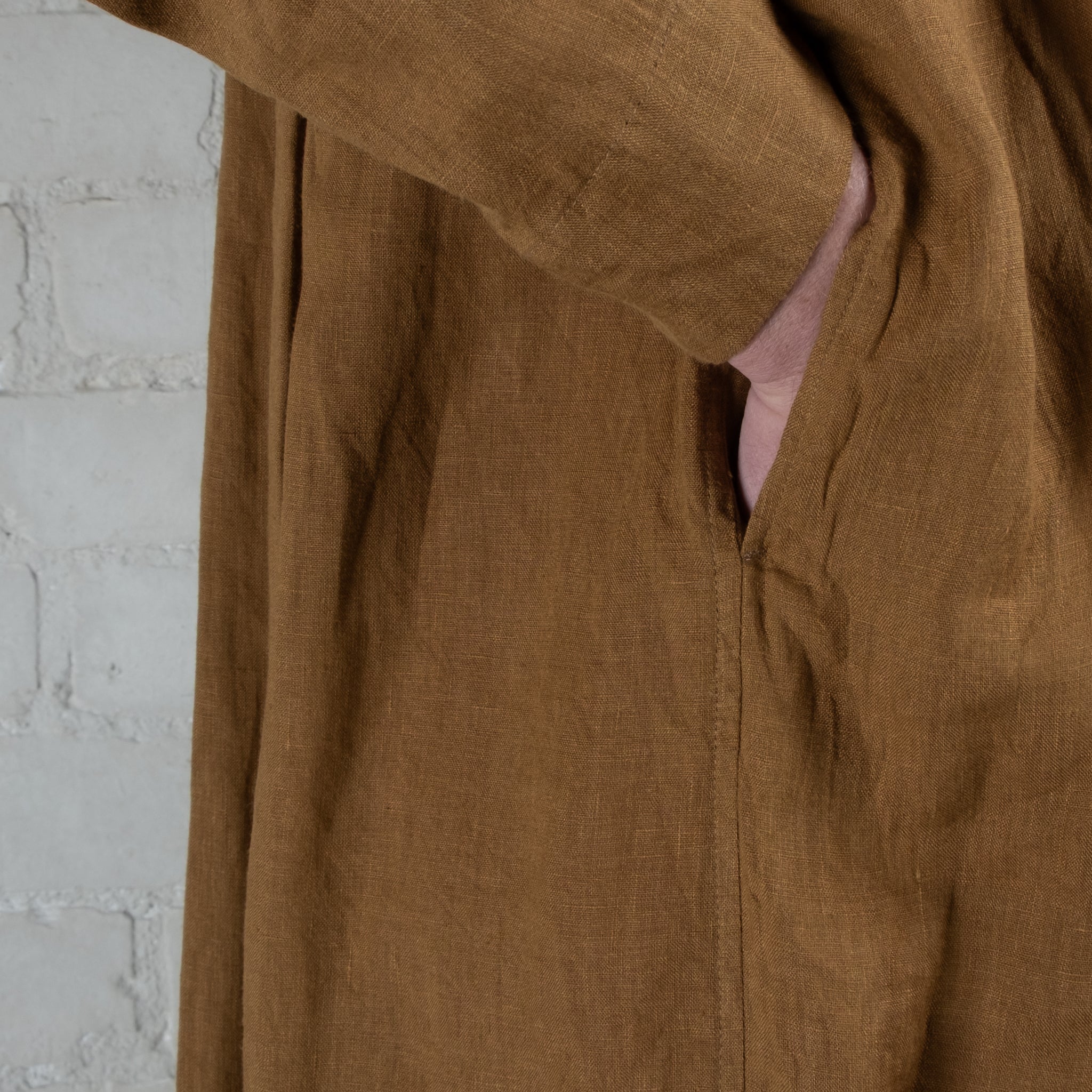 Ichi Antiquités Toffee Linen Tuck Dress