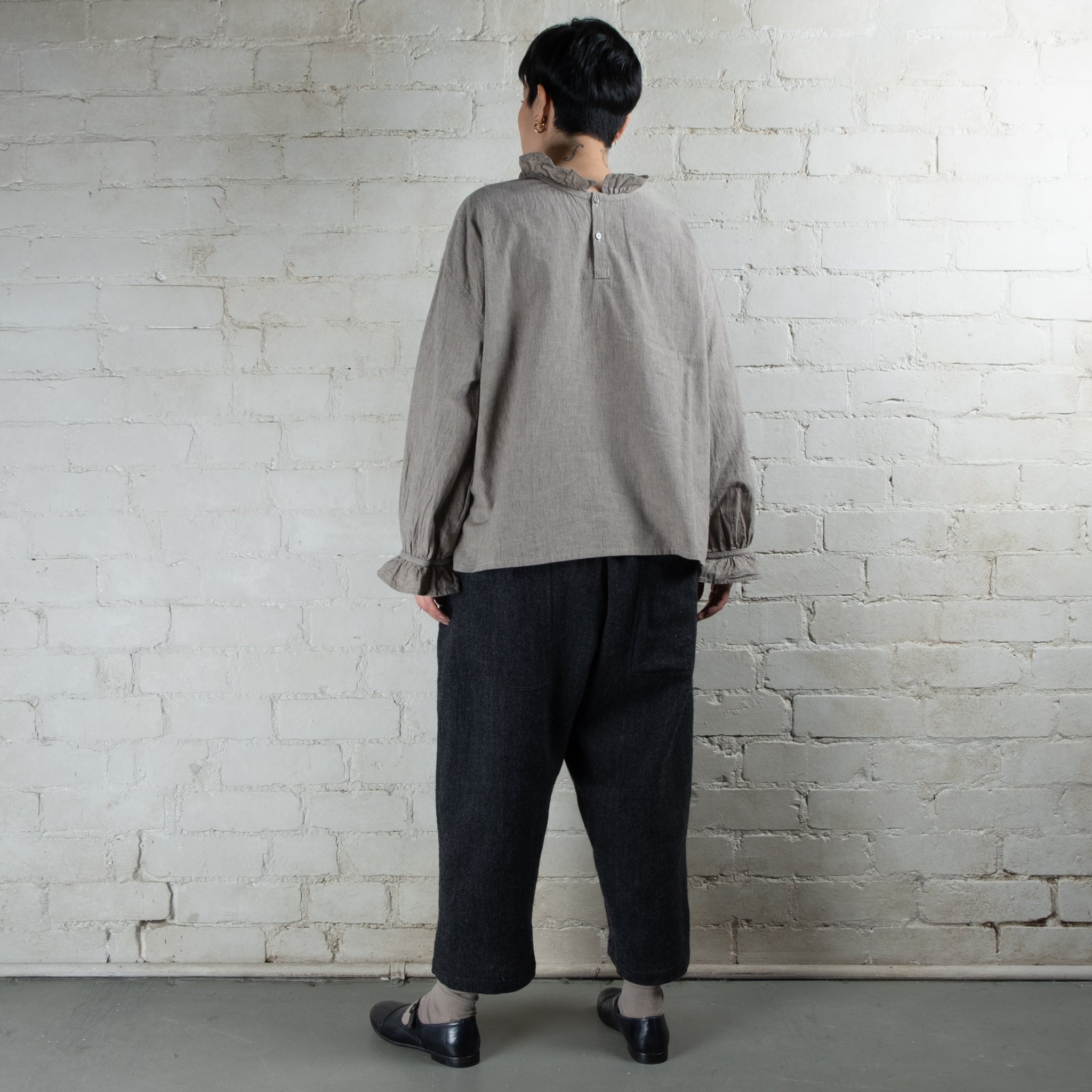 Ichi Antiquités Black Herringbone Wool Pants