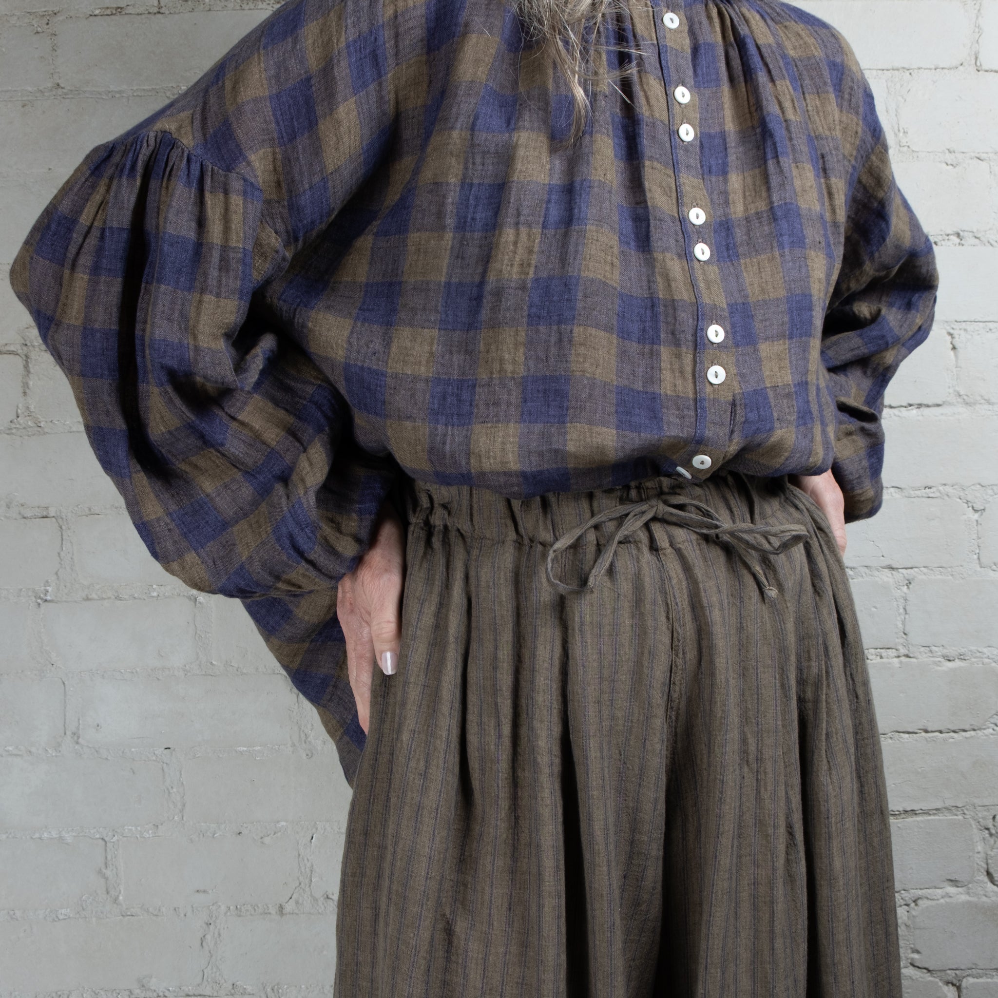 Violetta Mathilde Check Linen Gauze Blouse