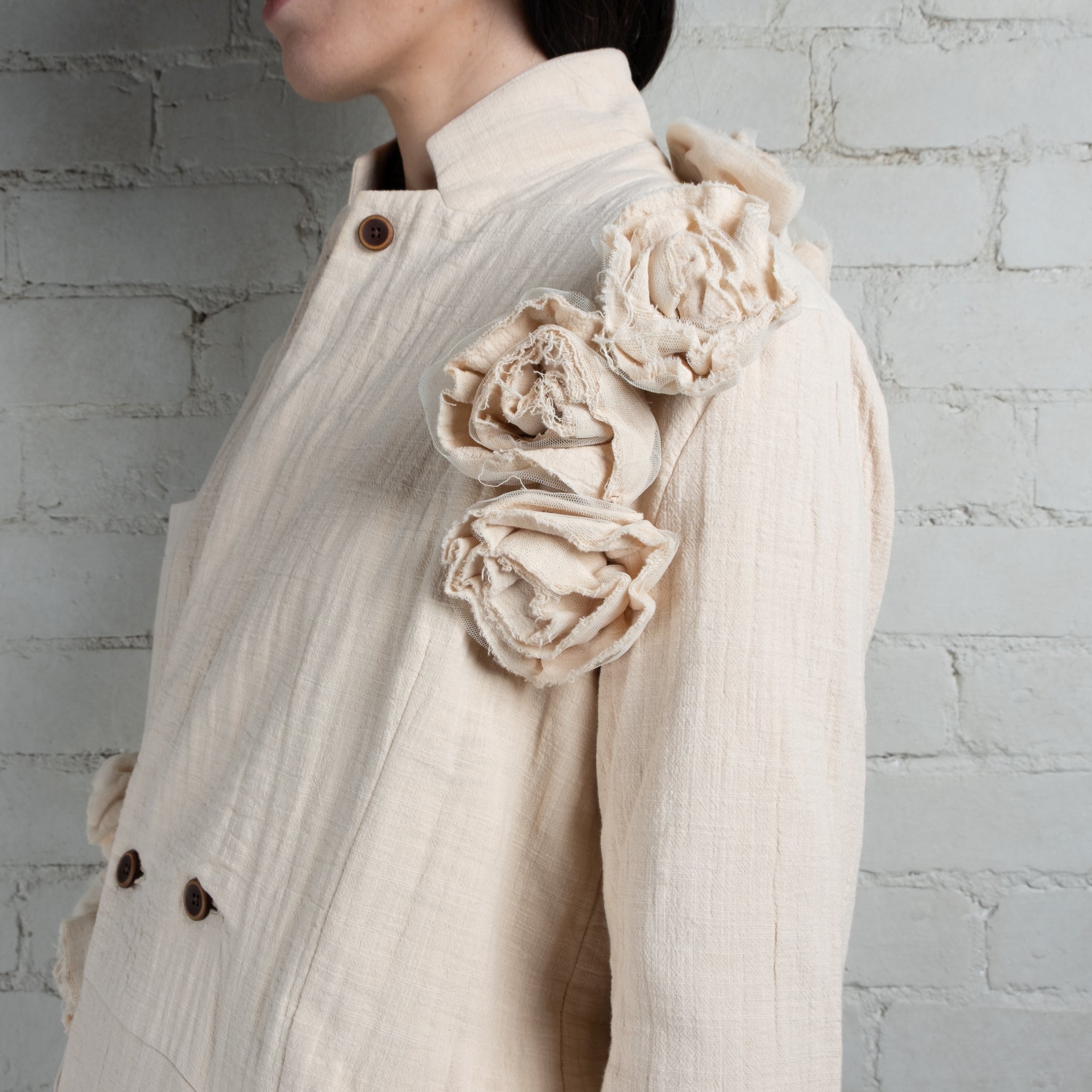 Aleksandr Manamis Rosette Cotton Linen Jacket