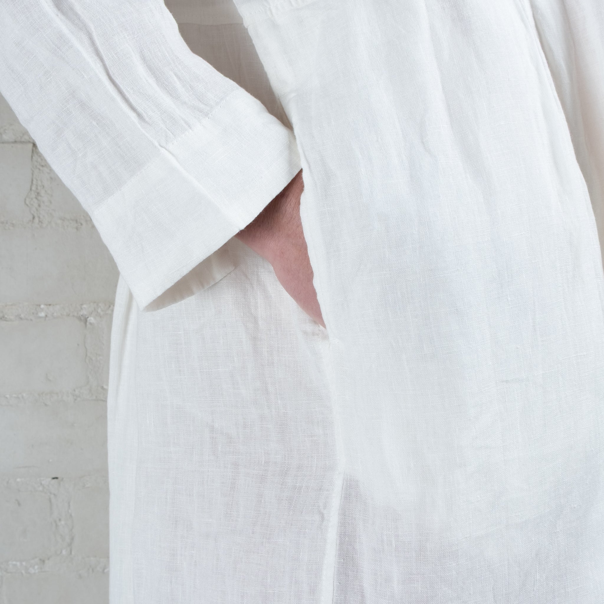 Ichi Antiquités White Linen Tuck Dress