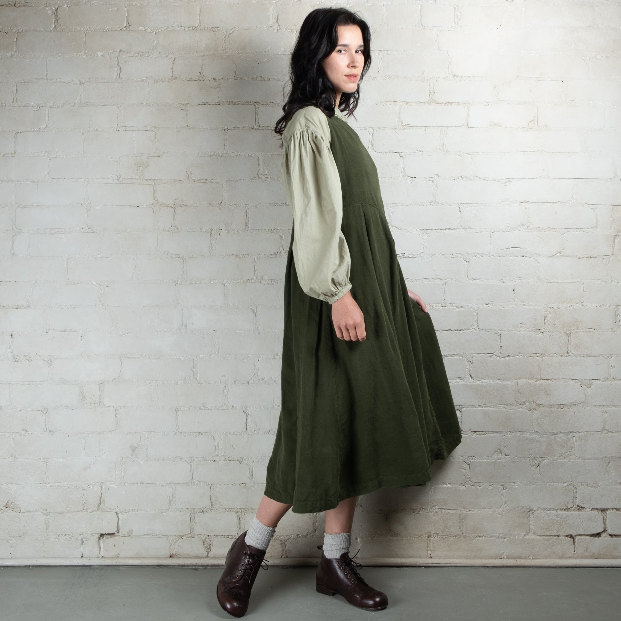 Violetta Potager Linen Pinafore Dress