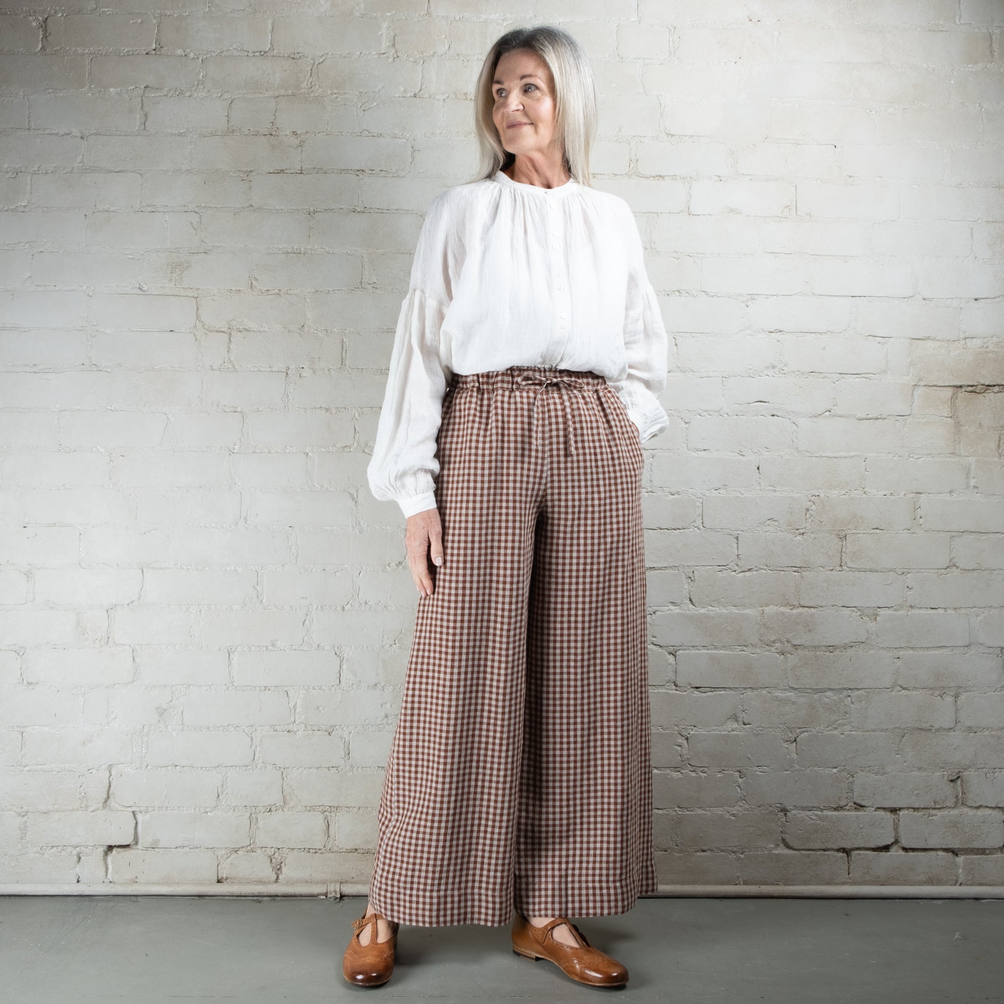 Violetta Grace Gingham Linen Pants