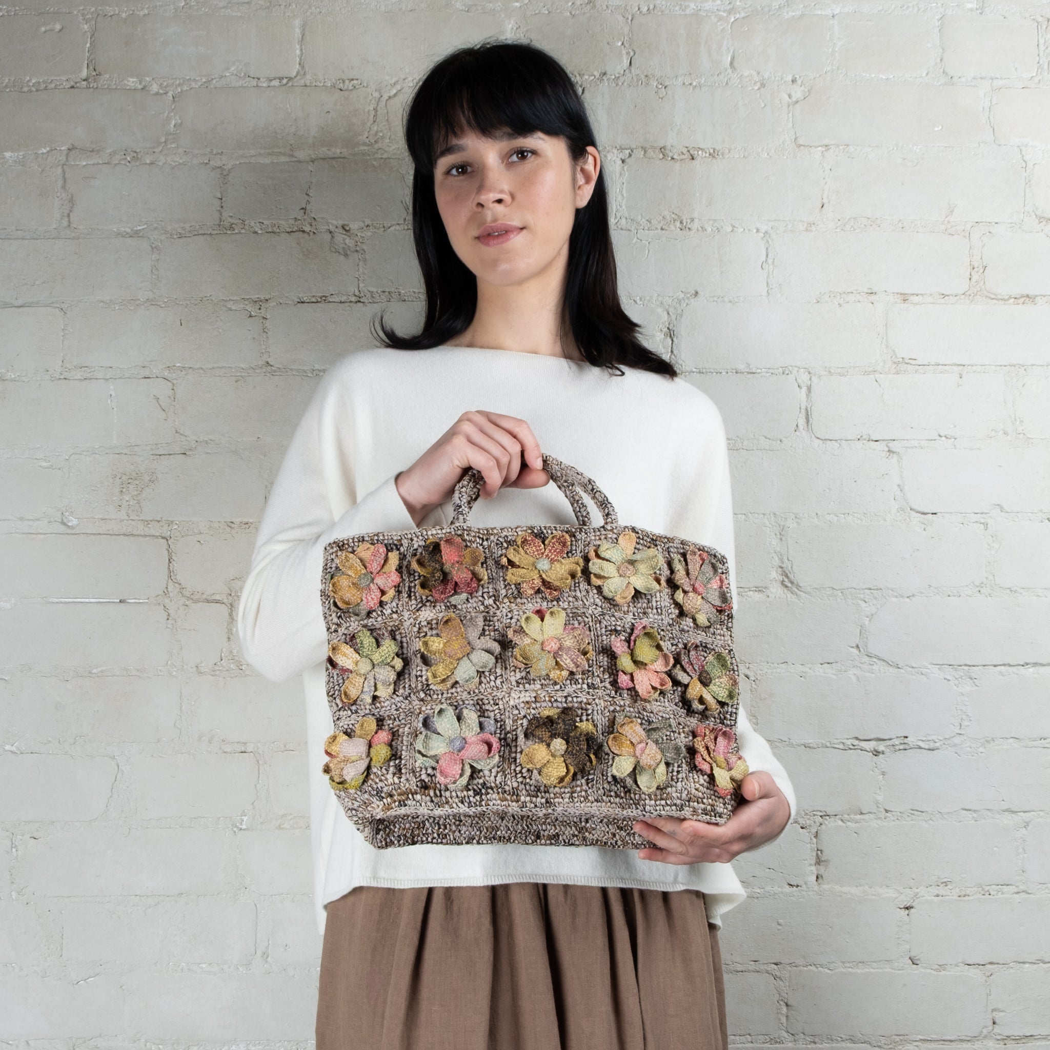 Sophie Digard Medium Hand Crochet Bag With 3D flowers