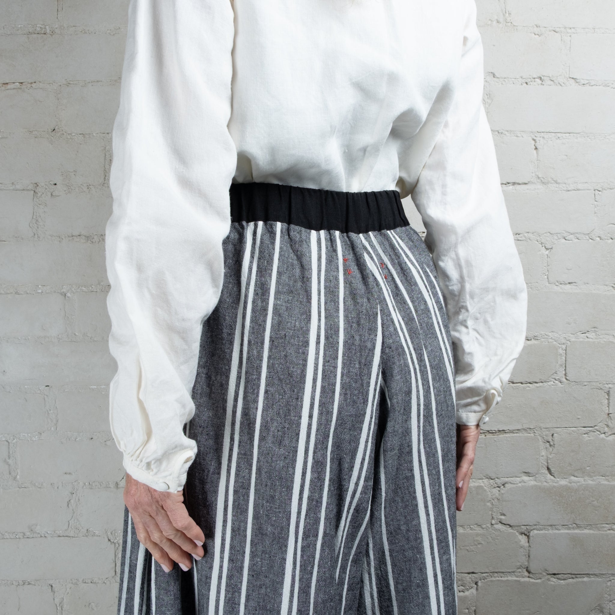 Hallelujah #12 Victorian Stripe Linen Pantalon with detachable braces