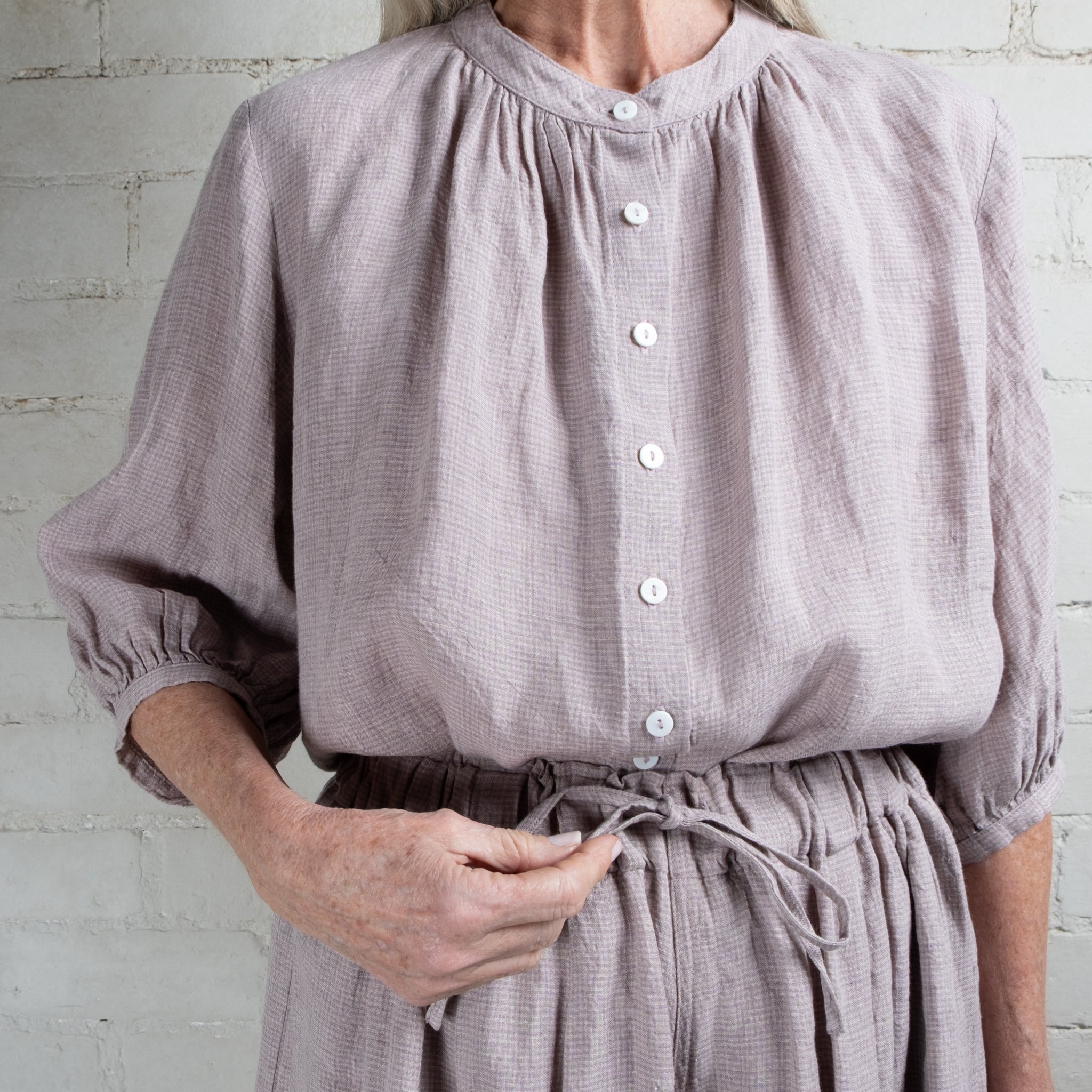Violetta Siena Wide Leg Ticking Stripe Linen Pant