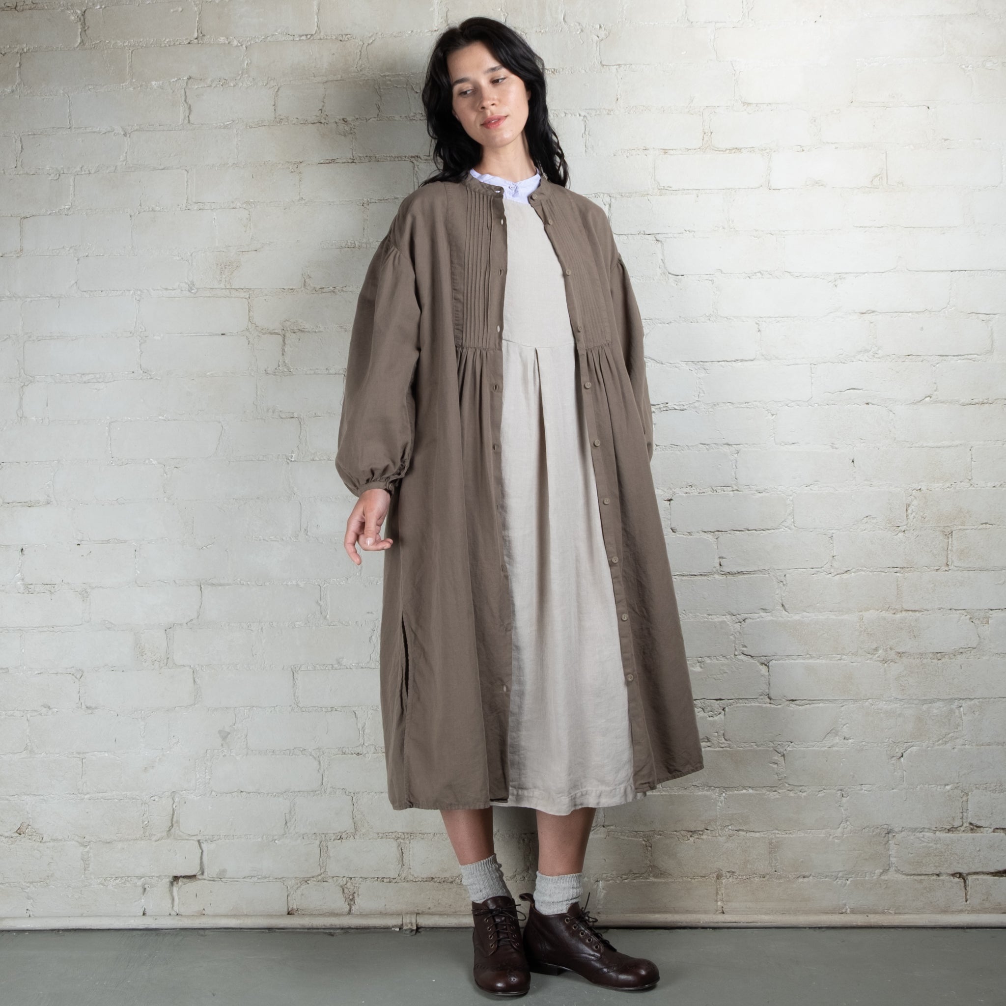 Violetta Linen Cotton Alba Pintuck Duster Dress