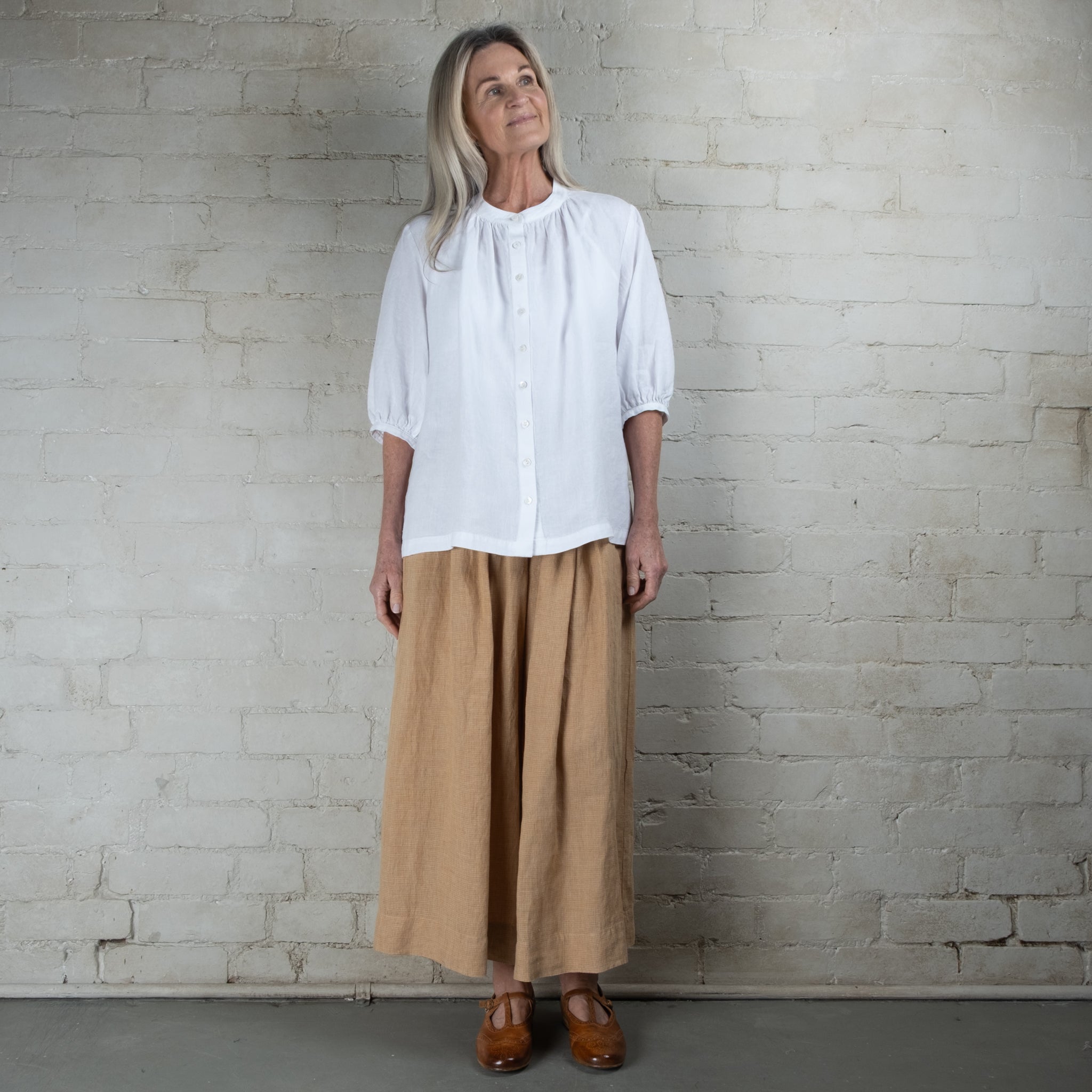 Violetta Siena Wide Leg Ticking Stripe Linen Pant