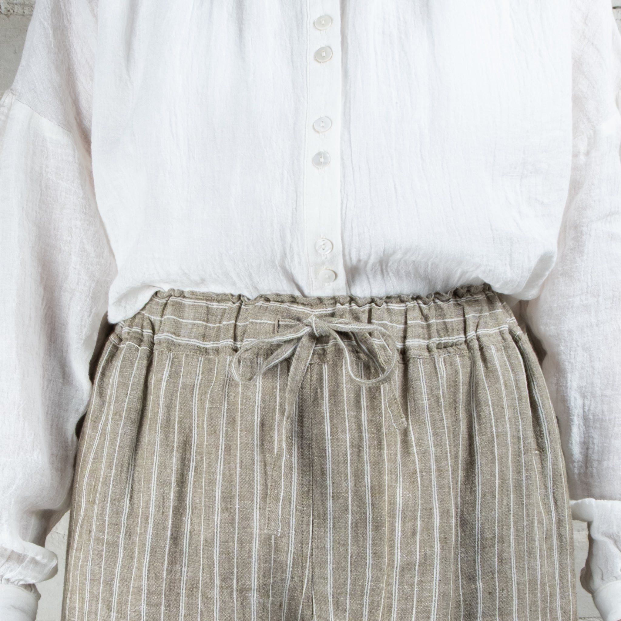 Violetta Grace White Linen Pants