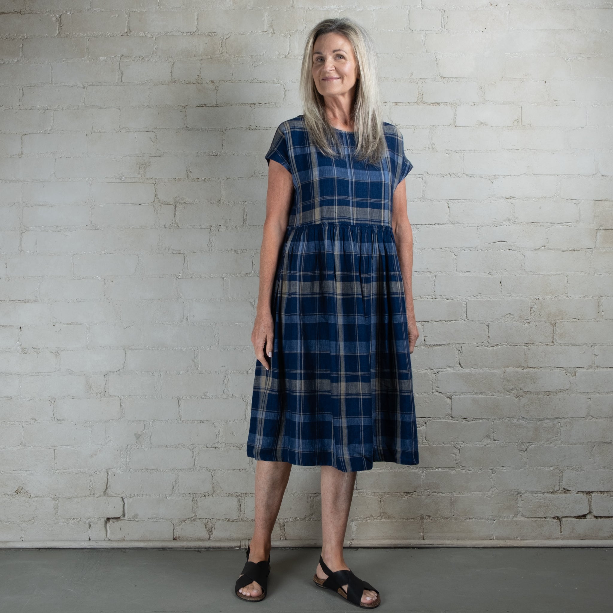 DVE Rayna Linen Check Dress