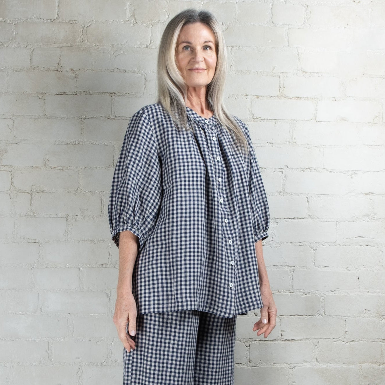 Violetta Penelope Gingham Linen Blouse