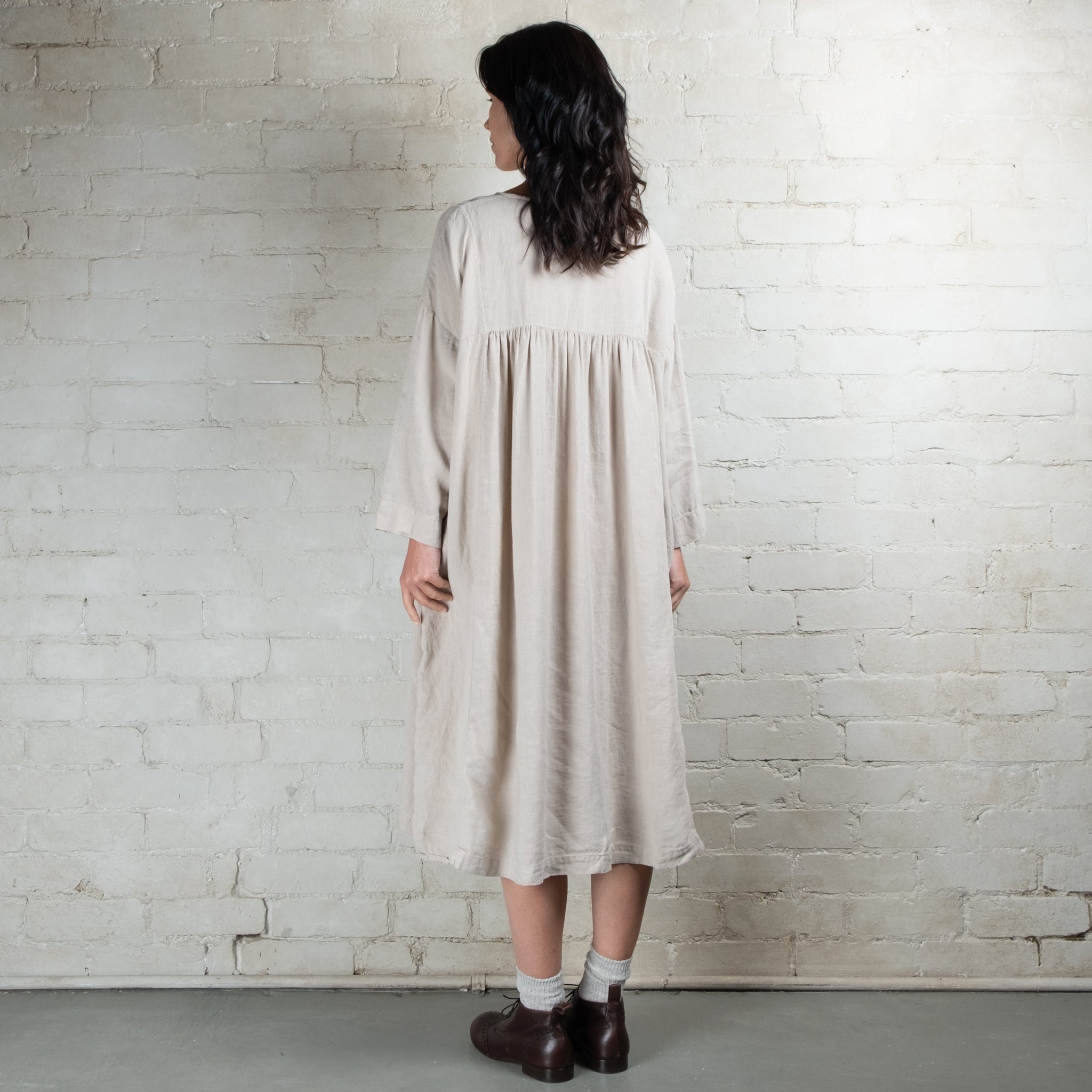 Violetta Charlotte Linen Pintuck Smock Dress