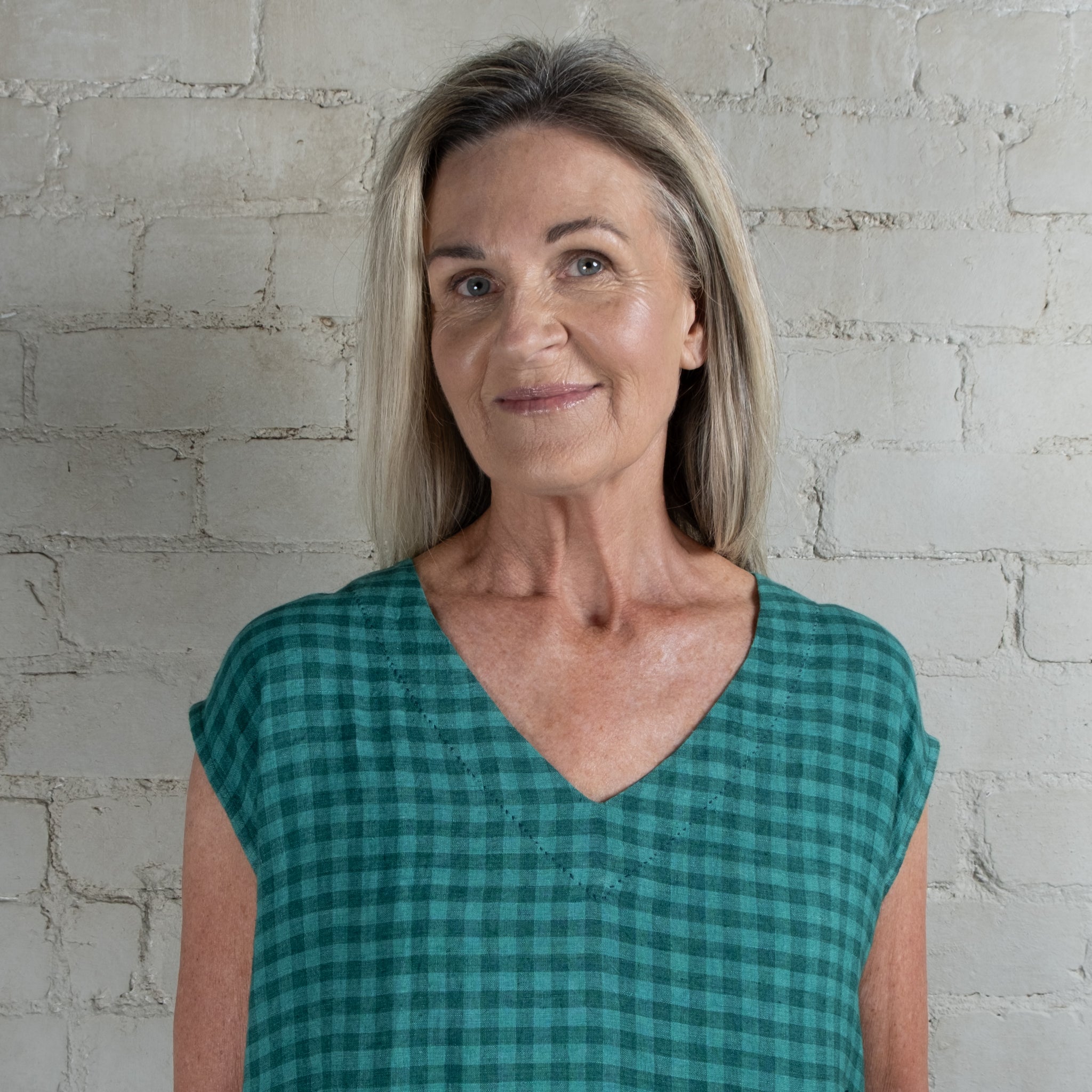 DVE Aparna Linen Check Dress