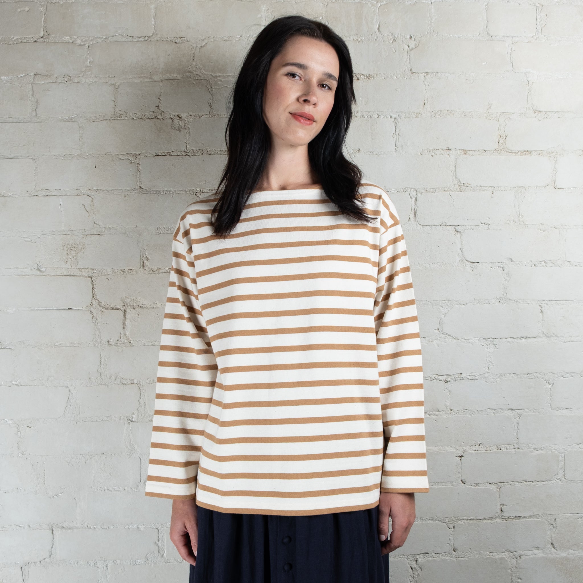 Ichi Antiquités Undyed Striped Cotton Pullover