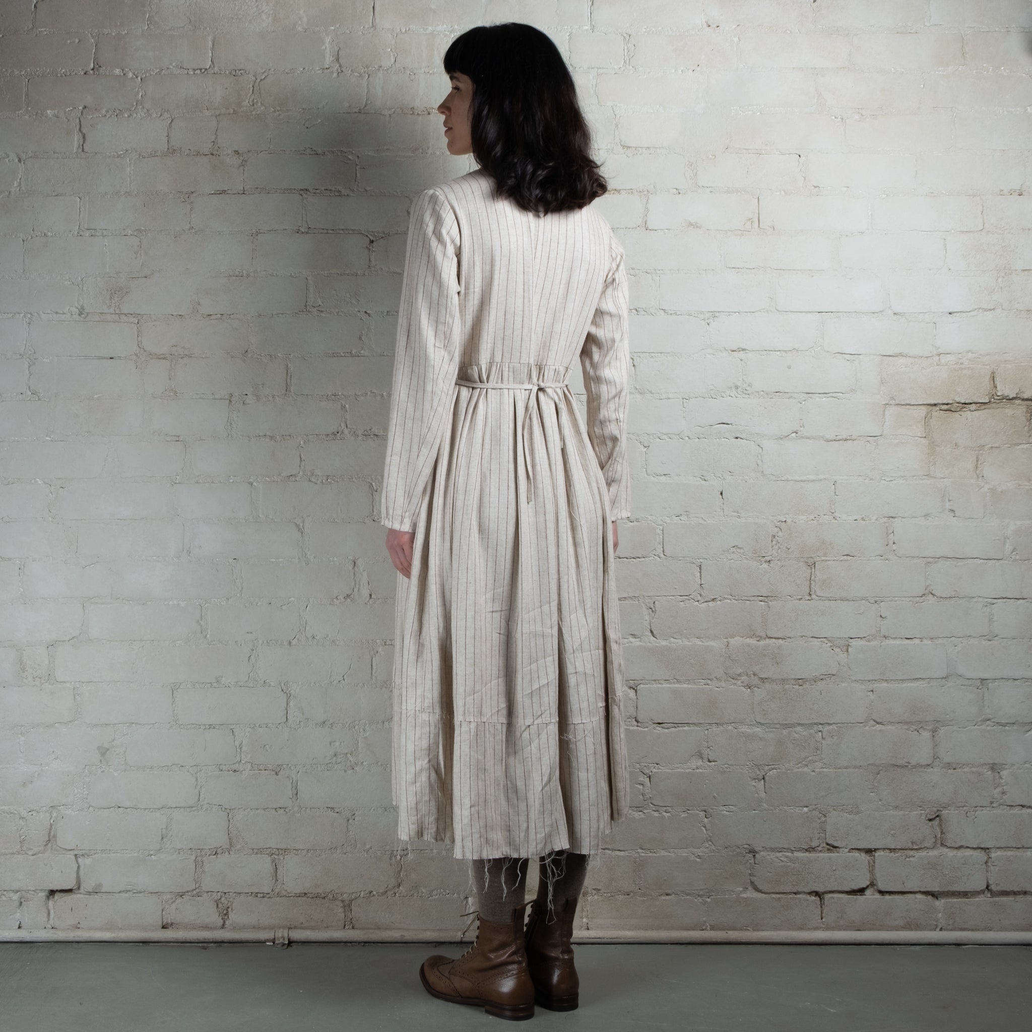 Aleksandr Manamis Red Stripe Linen Cotton Dress