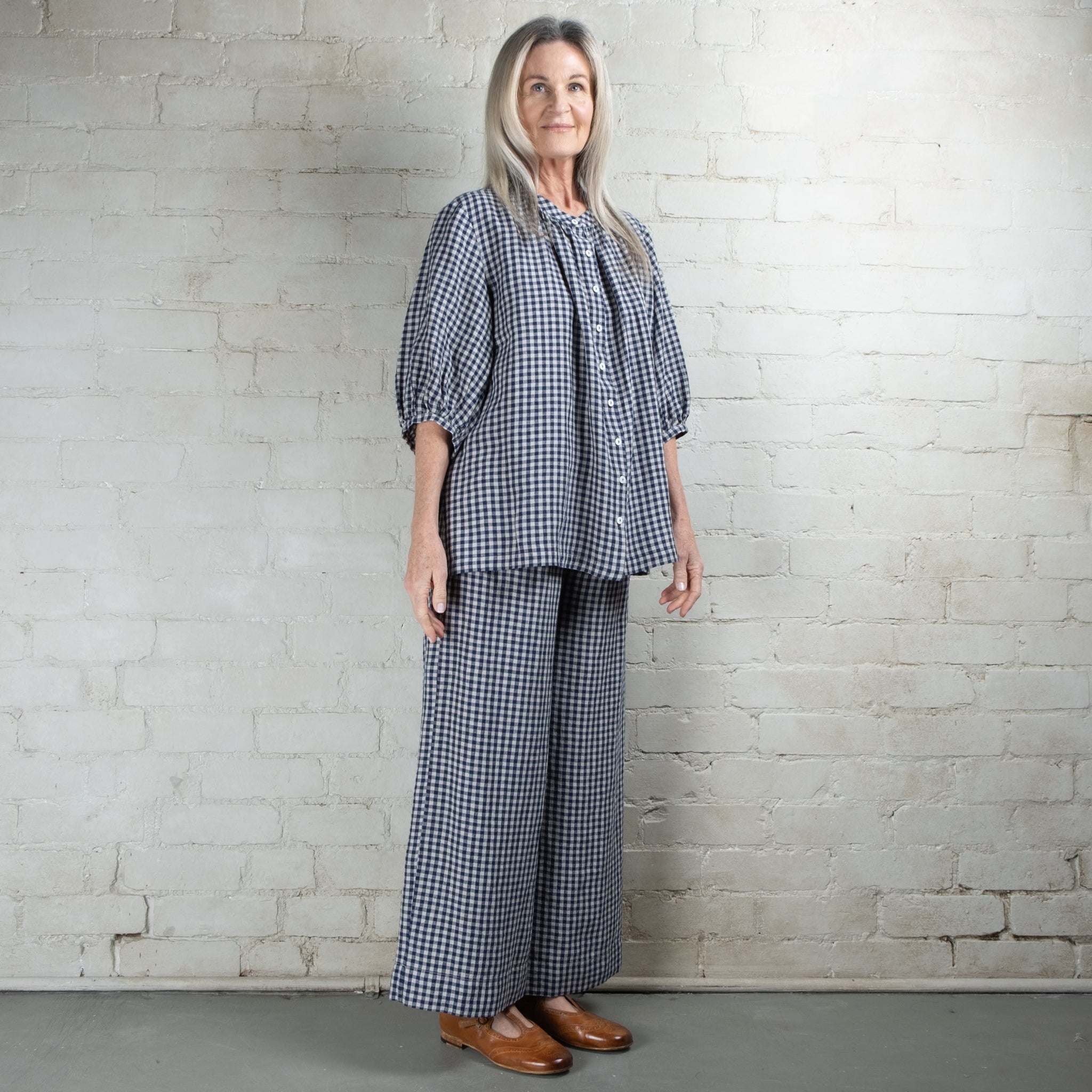 Violetta Grace Gingham Linen Pants