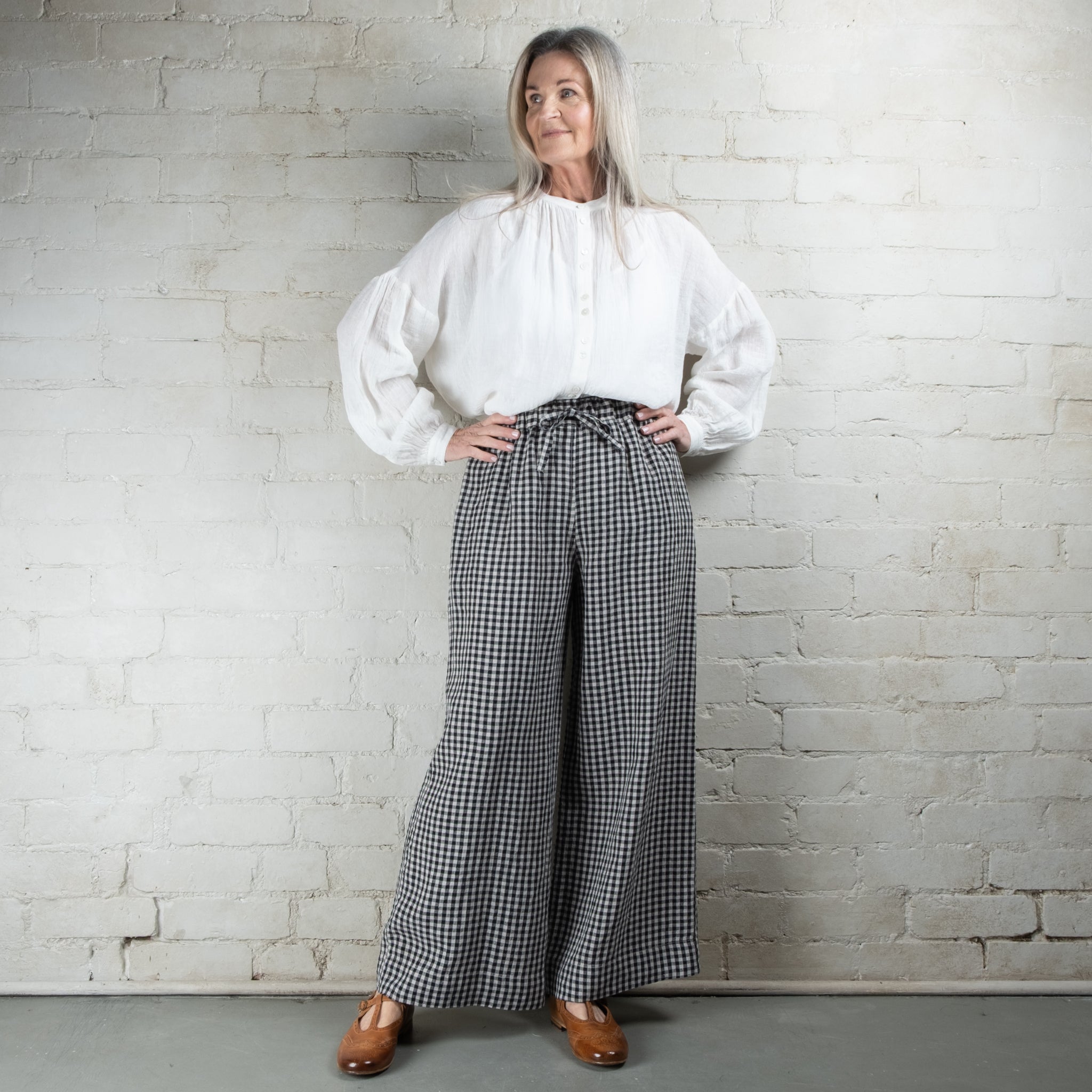 Violetta Grace Gingham Linen Pants