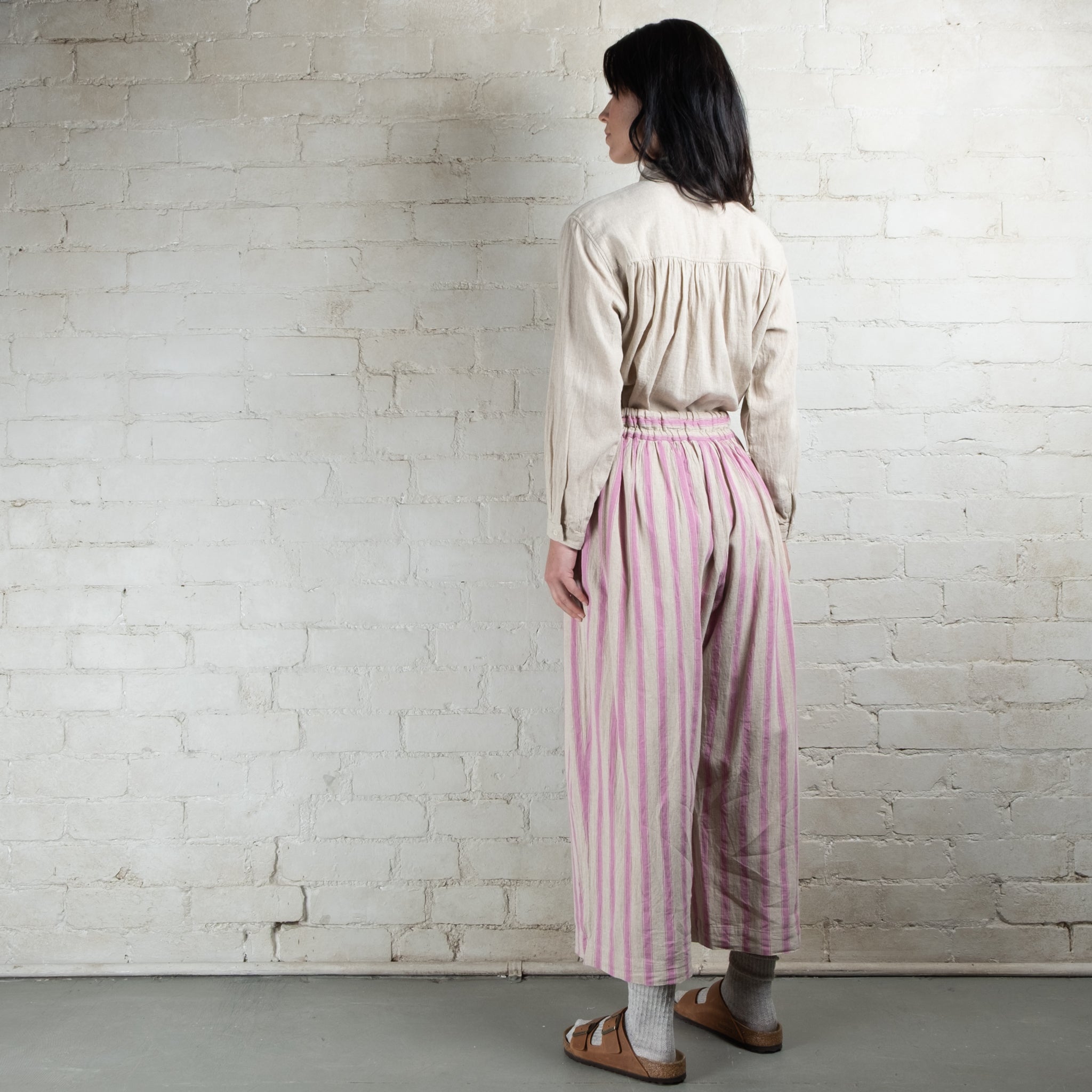 Ichi Antiquités Linen Cotton Stripe Pants