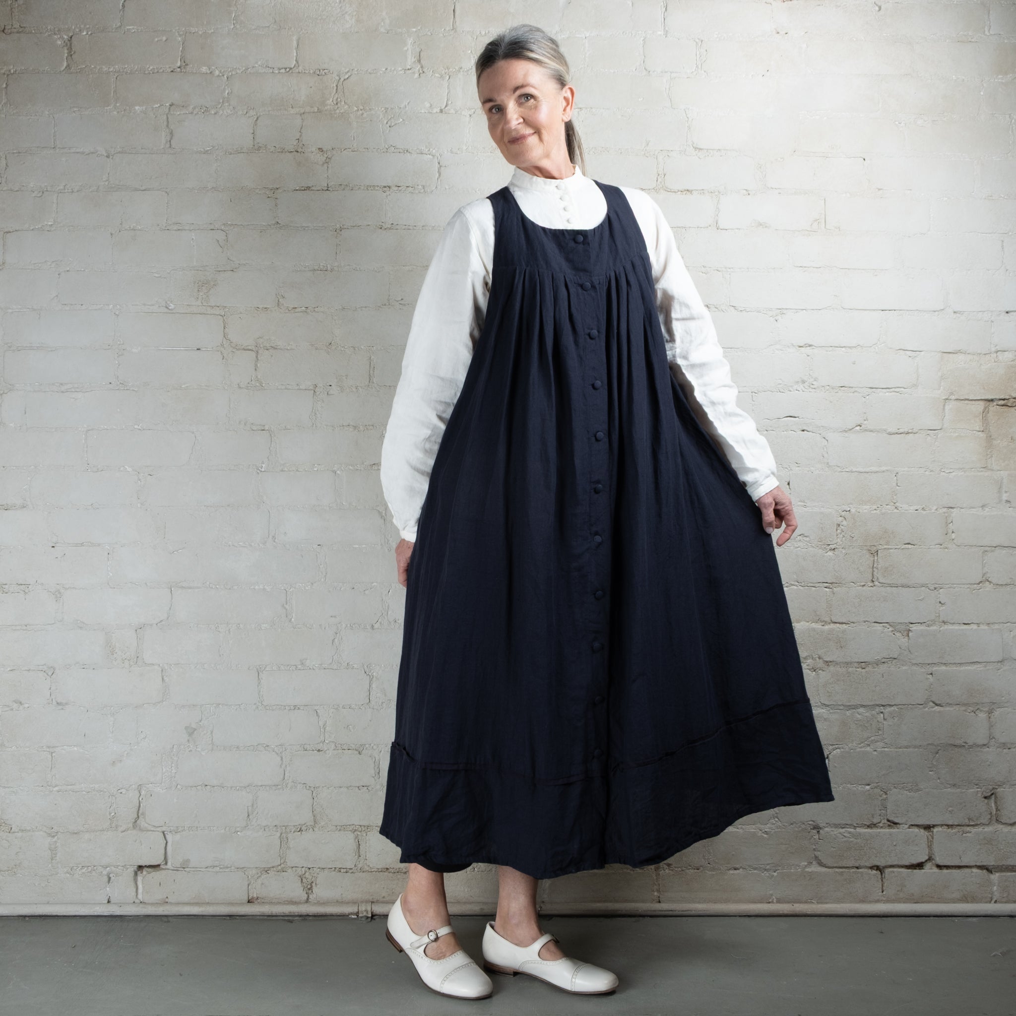 Hallelujah Navy #9 Robe Agriculteur Linen Pinafore Dress