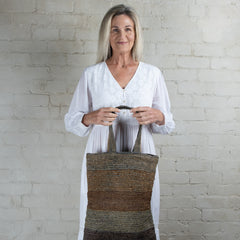 Sophie Digard Large Hand Crochet Stripe Raffia Bag