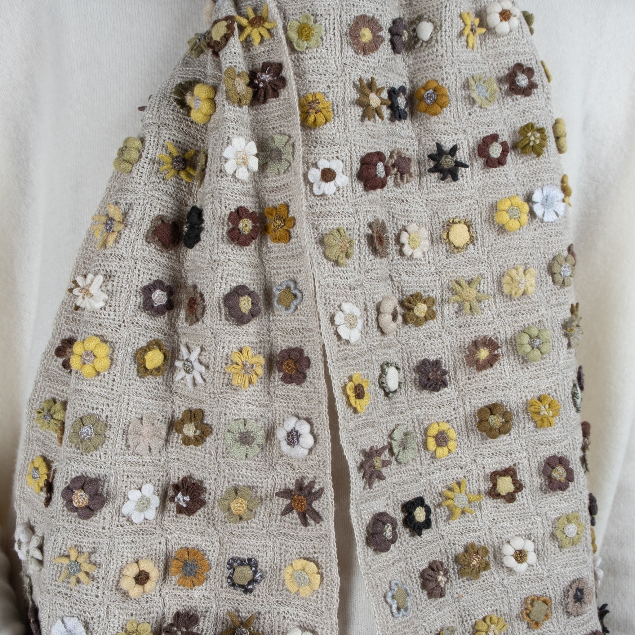 Sophie Digard Hand Crochet Aureum Large Linen Scarf