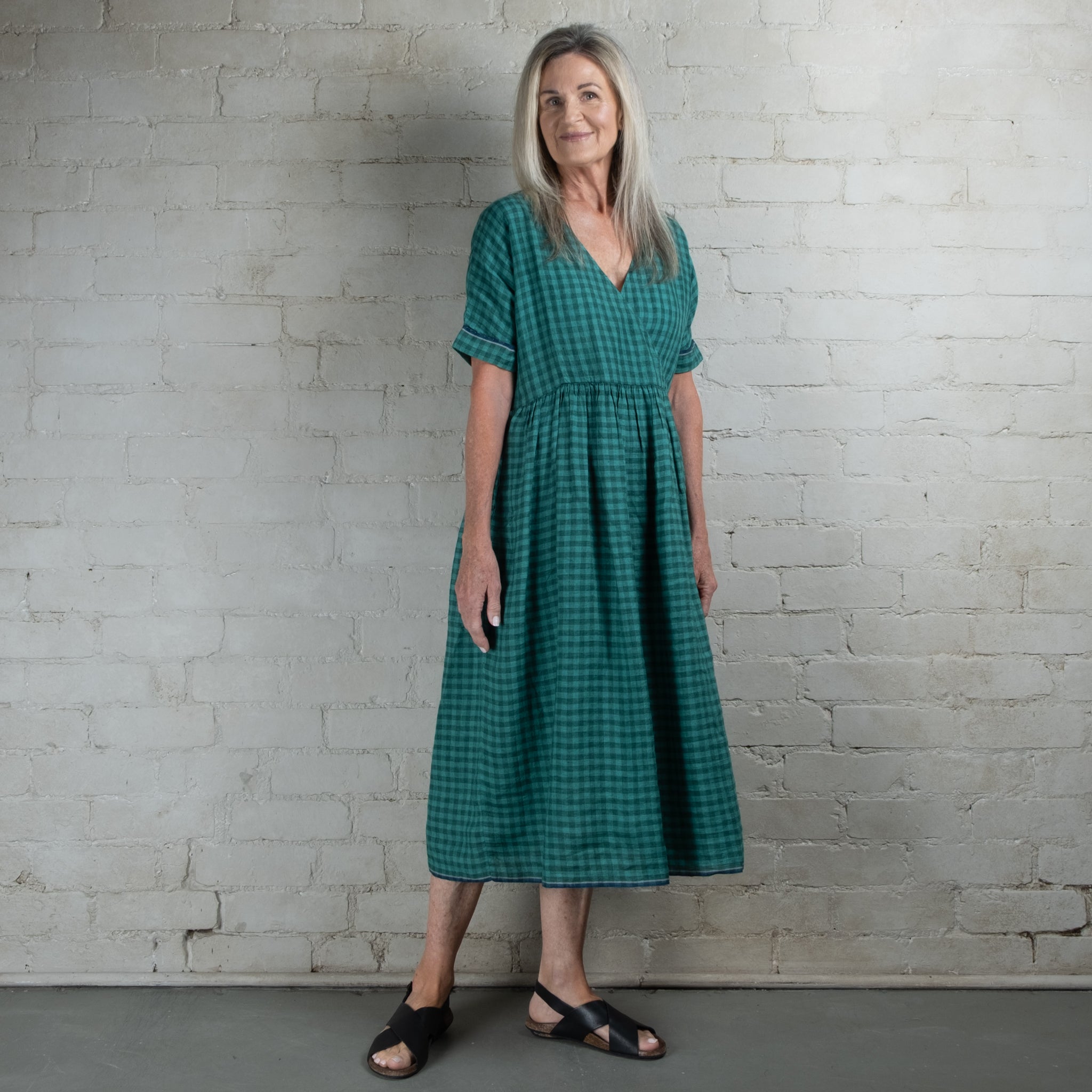 DVE Rahi Linen Check Dress