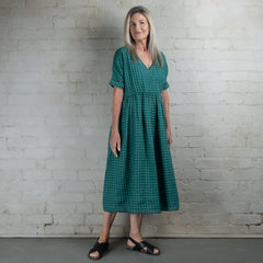 DVE Rahi Linen Check Dress