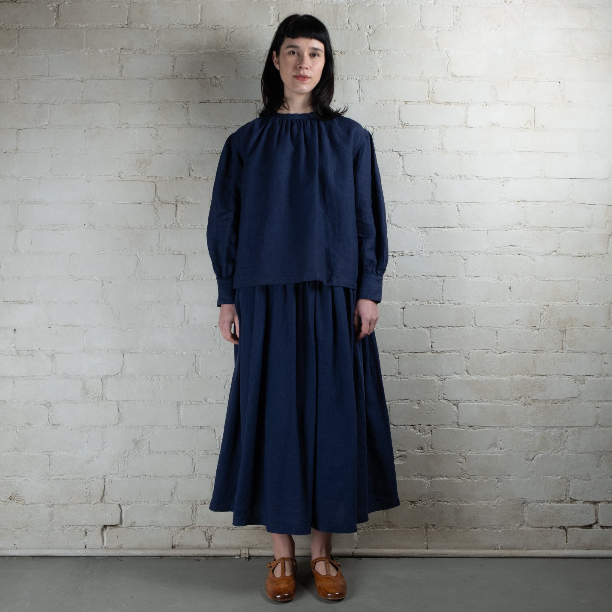 Antiquités noir Linen Gather Skirt WHITE Ichi Antiquités Linen Gathered Skirt – Manteau Noir