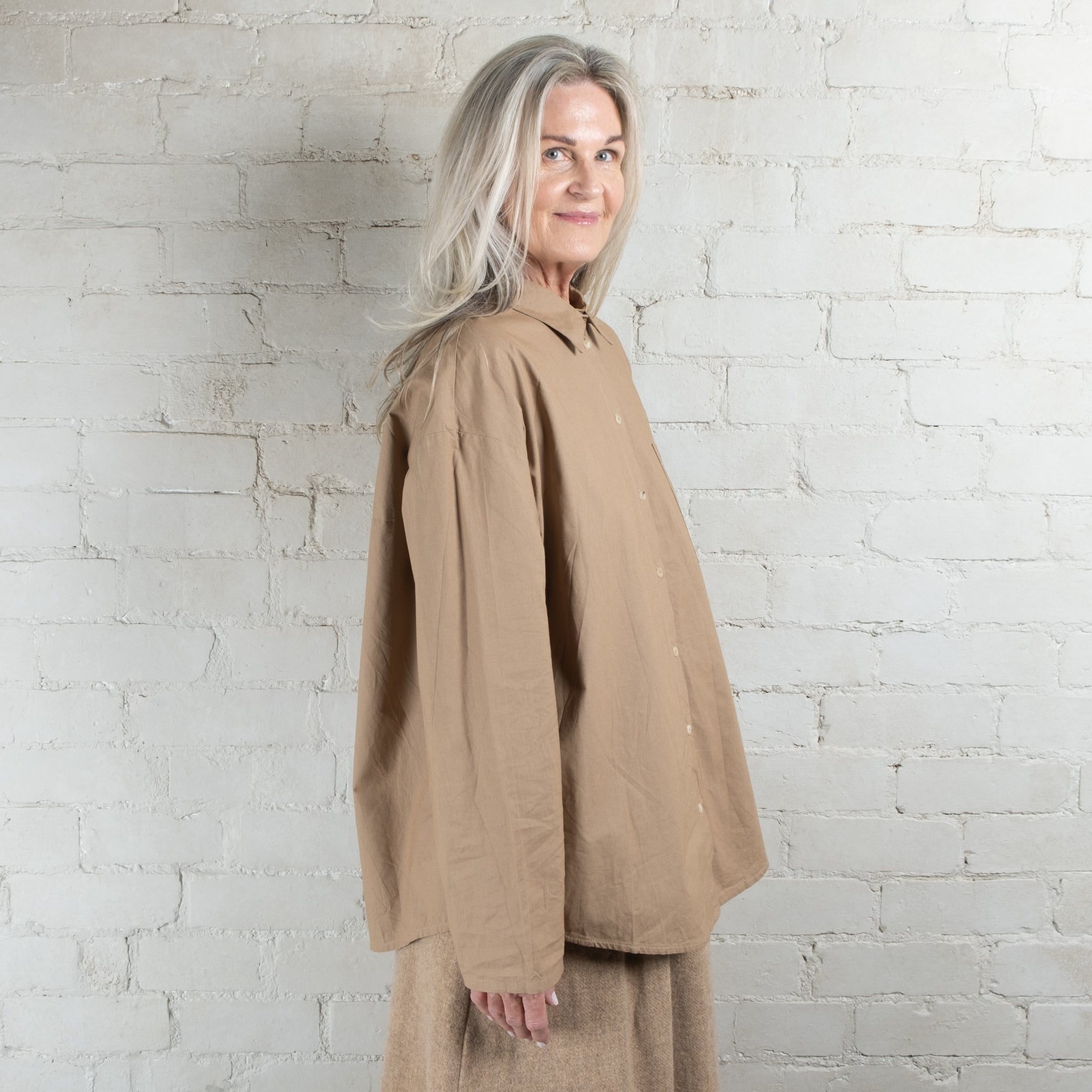 Elsa Esturgie Mambo Camel Organic Cotton Shirt