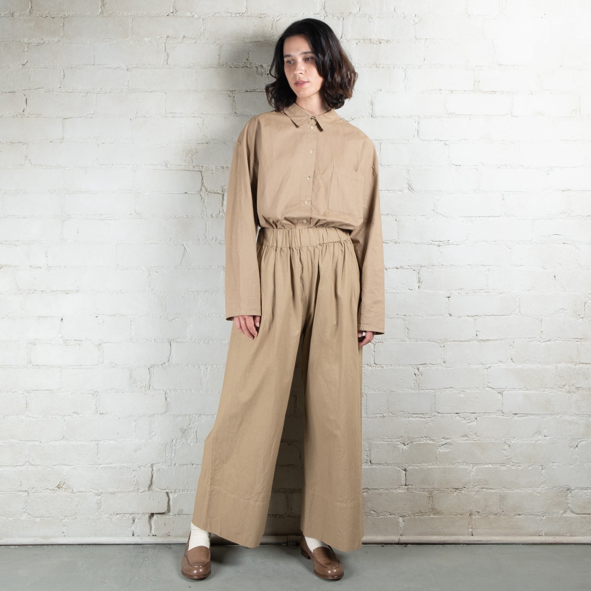 Elsa Esturgie Méandre Camel Organic Cotton Pants