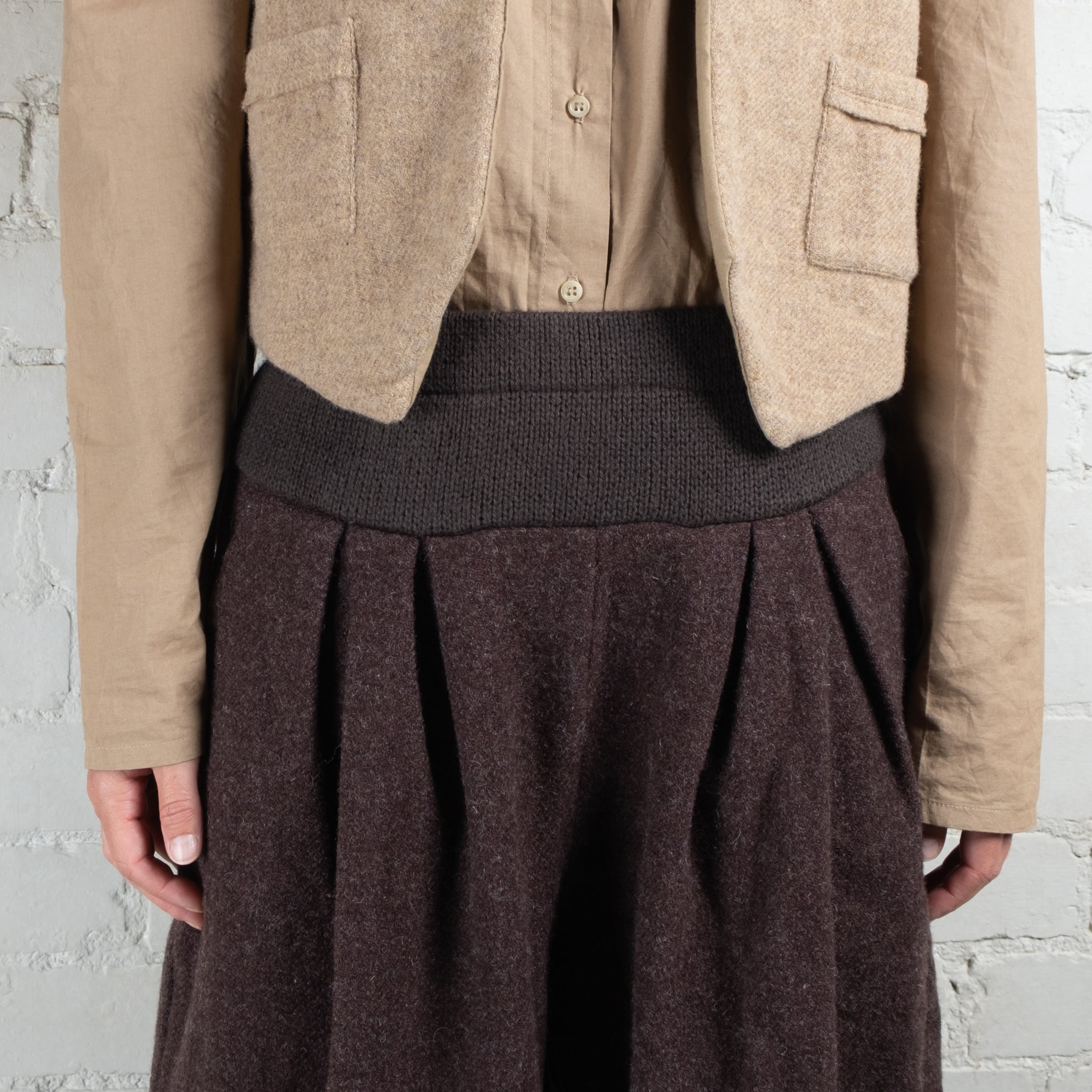 Elsa Esturgie Japon Woollen Brown Pull-on Pants