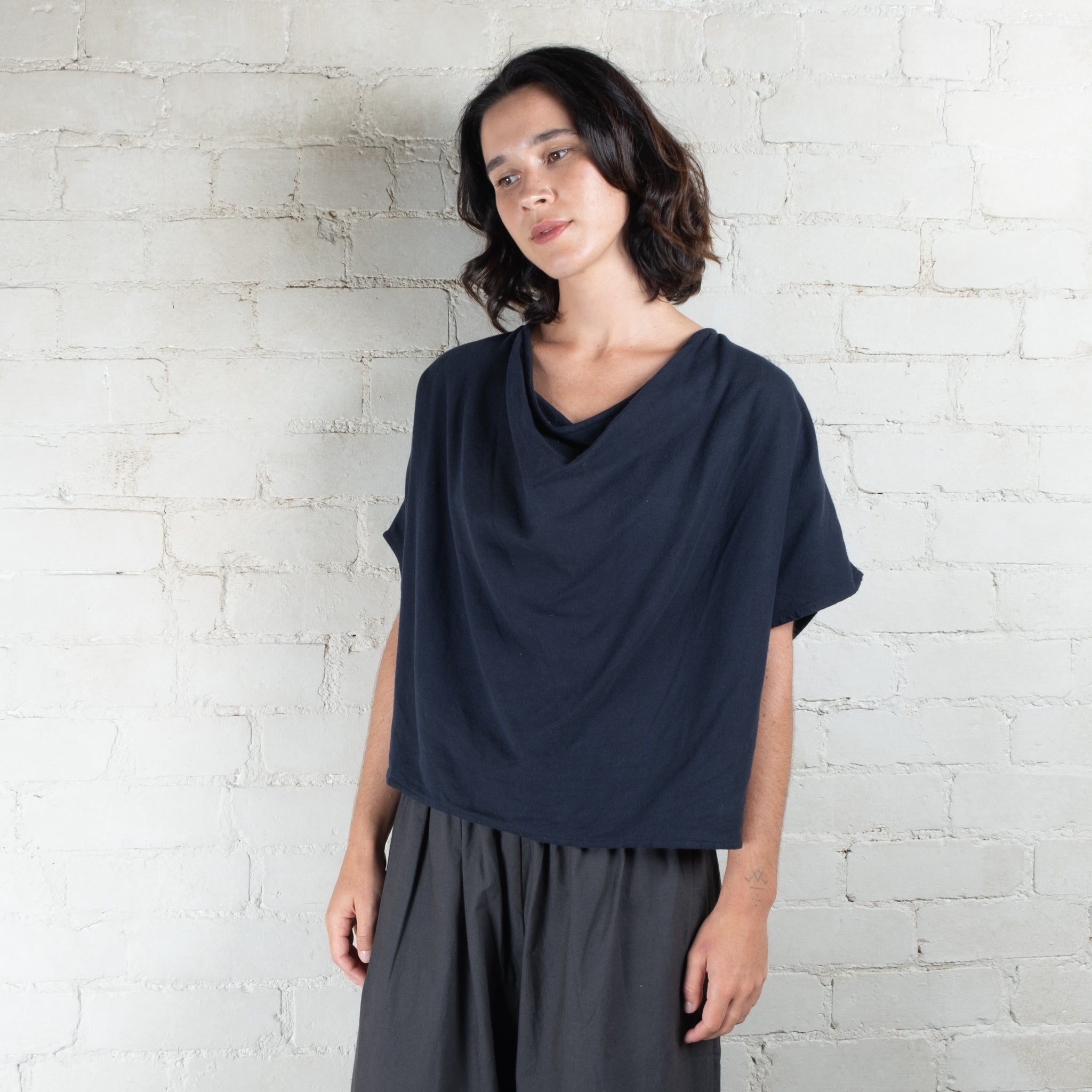 Elsa Esturgie Mélancolie Navy Cotton Top