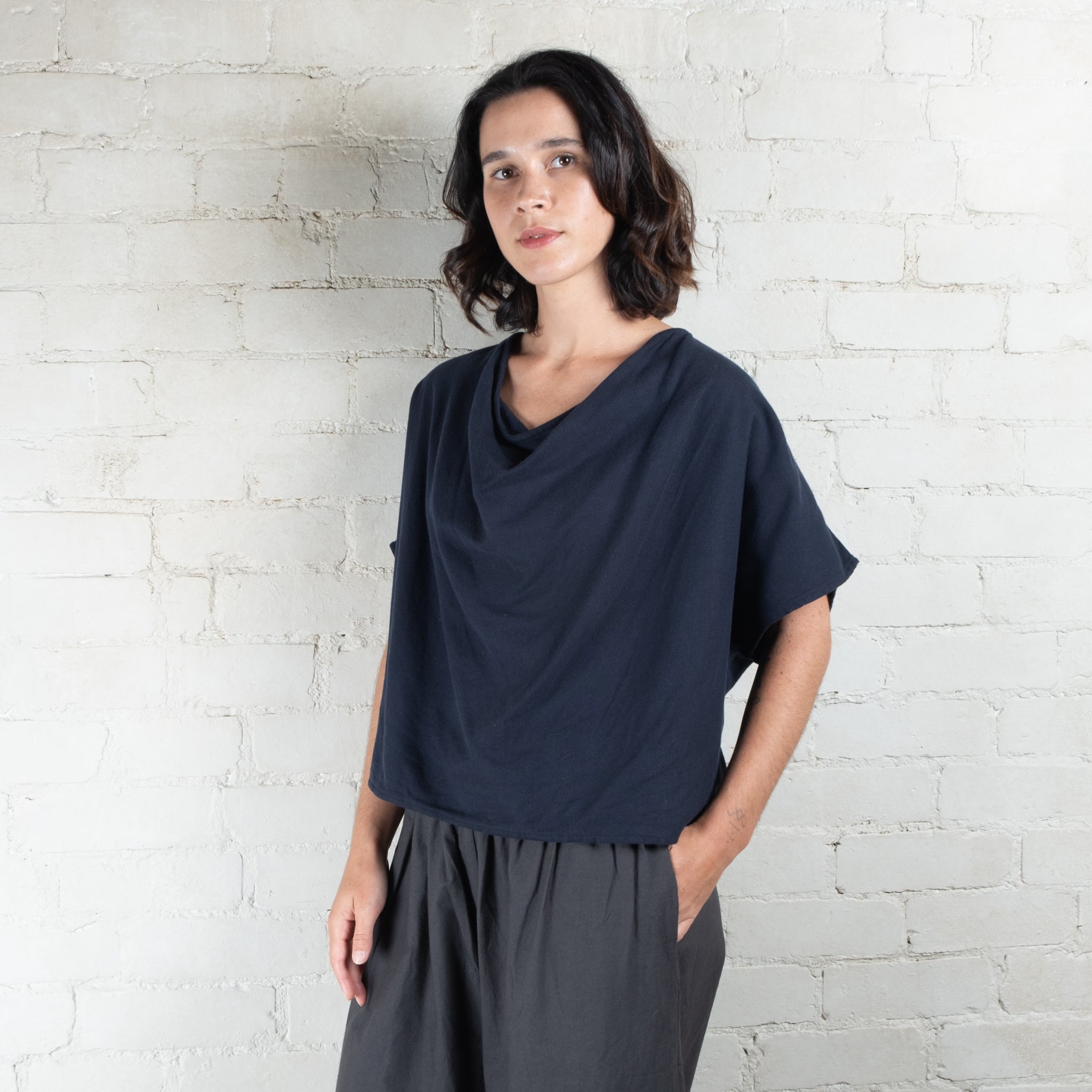 Elsa Esturgie Mélancolie Navy Cotton Top