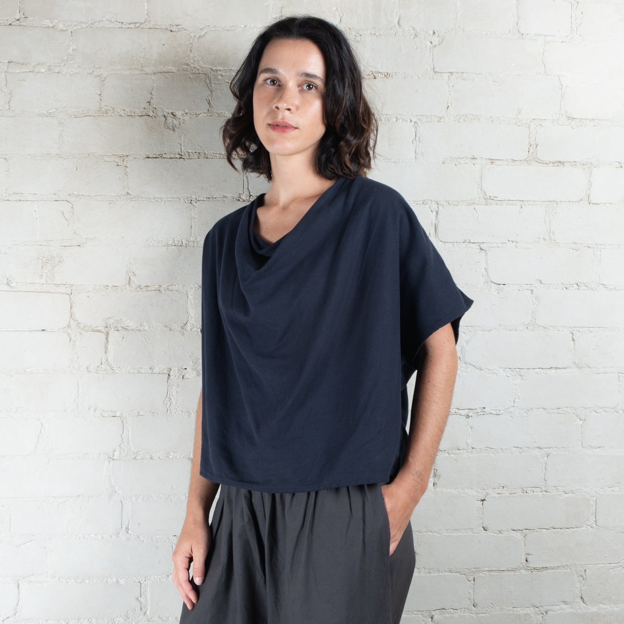 Elsa Esturgie Mélancolie Navy Cotton Top