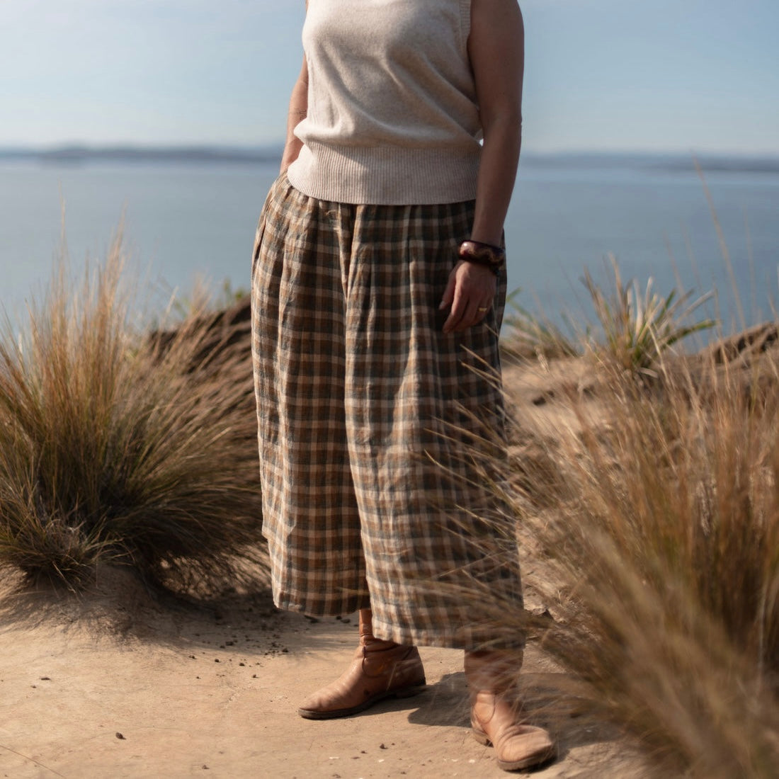 Montaigne Ingride Linen Check Culottes