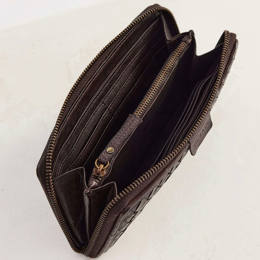 Juju & Co Large Basque Woven Leather Wallet