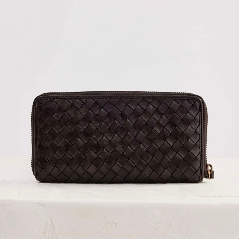 JuJu & Co Large Basque Woven Leather Wallet