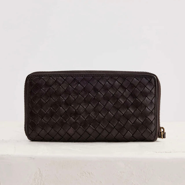Juju & Co Large Basque Woven Leather Wallet